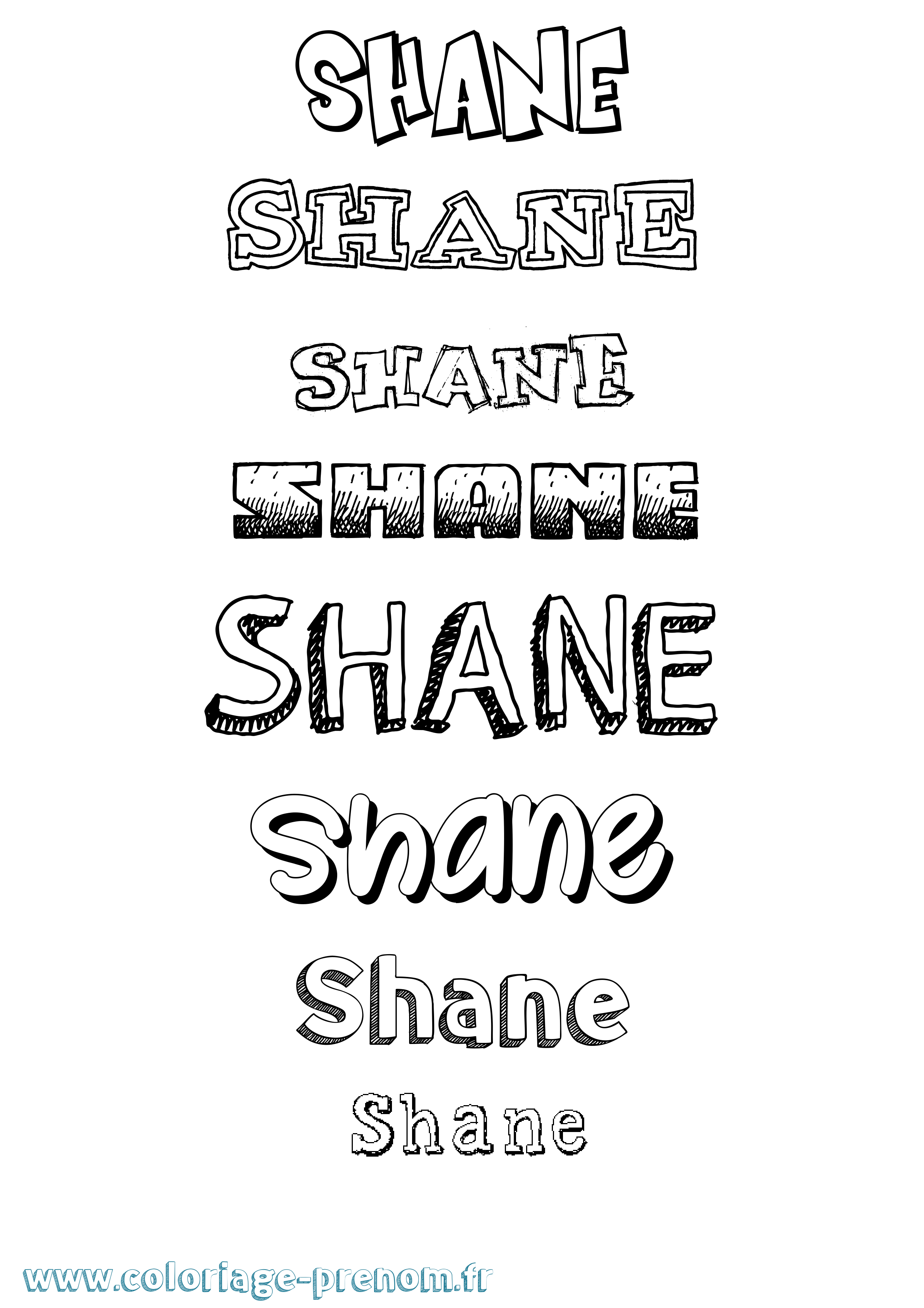 Coloriage prénom Shane Dessiné