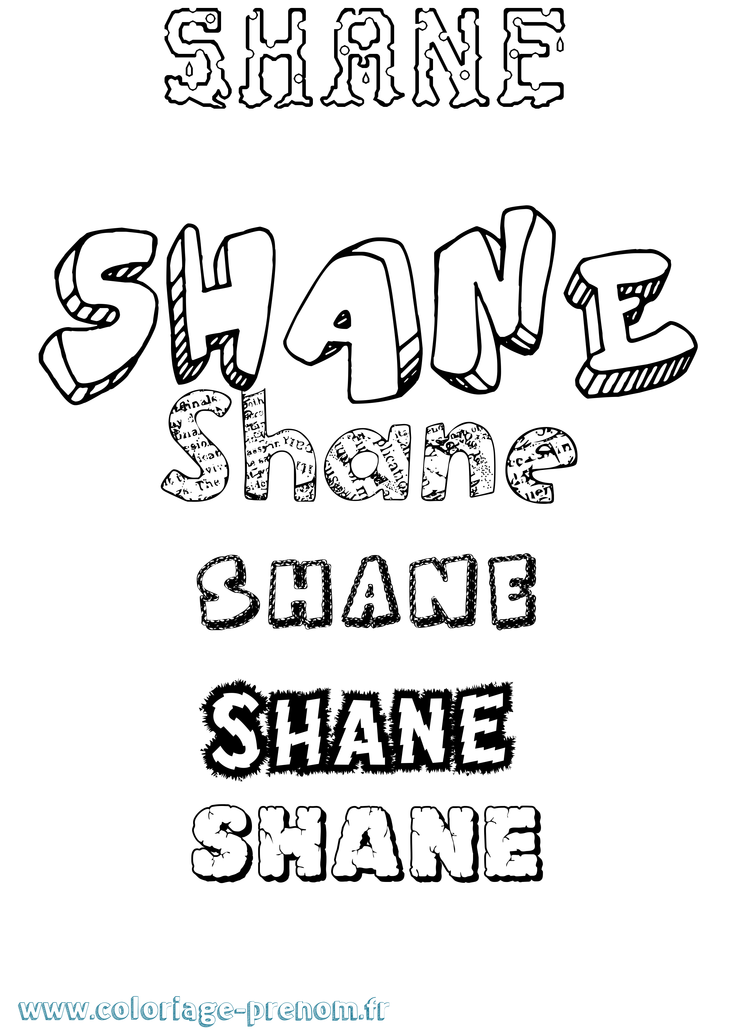 Coloriage prénom Shane Destructuré