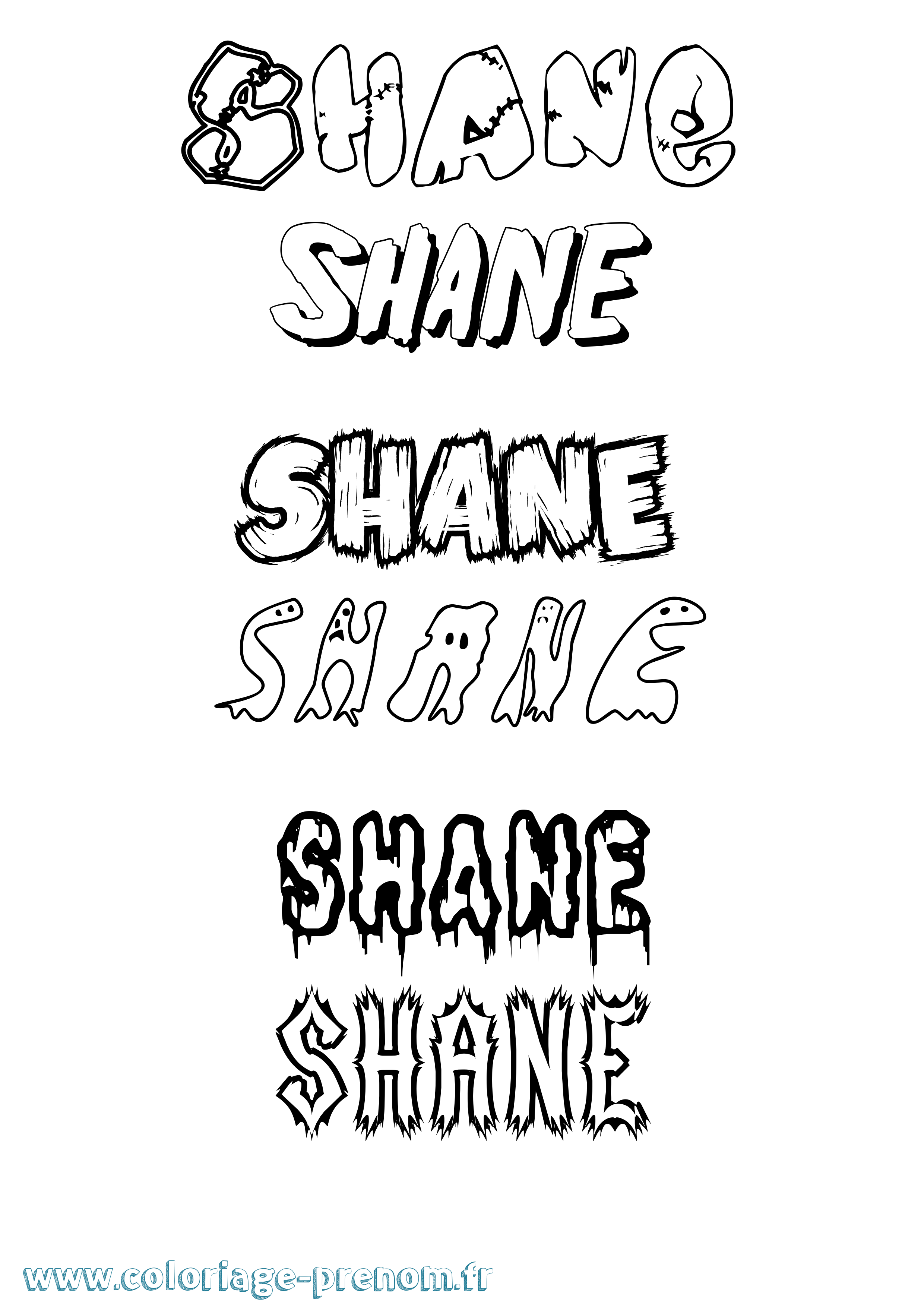 Coloriage prénom Shane Frisson