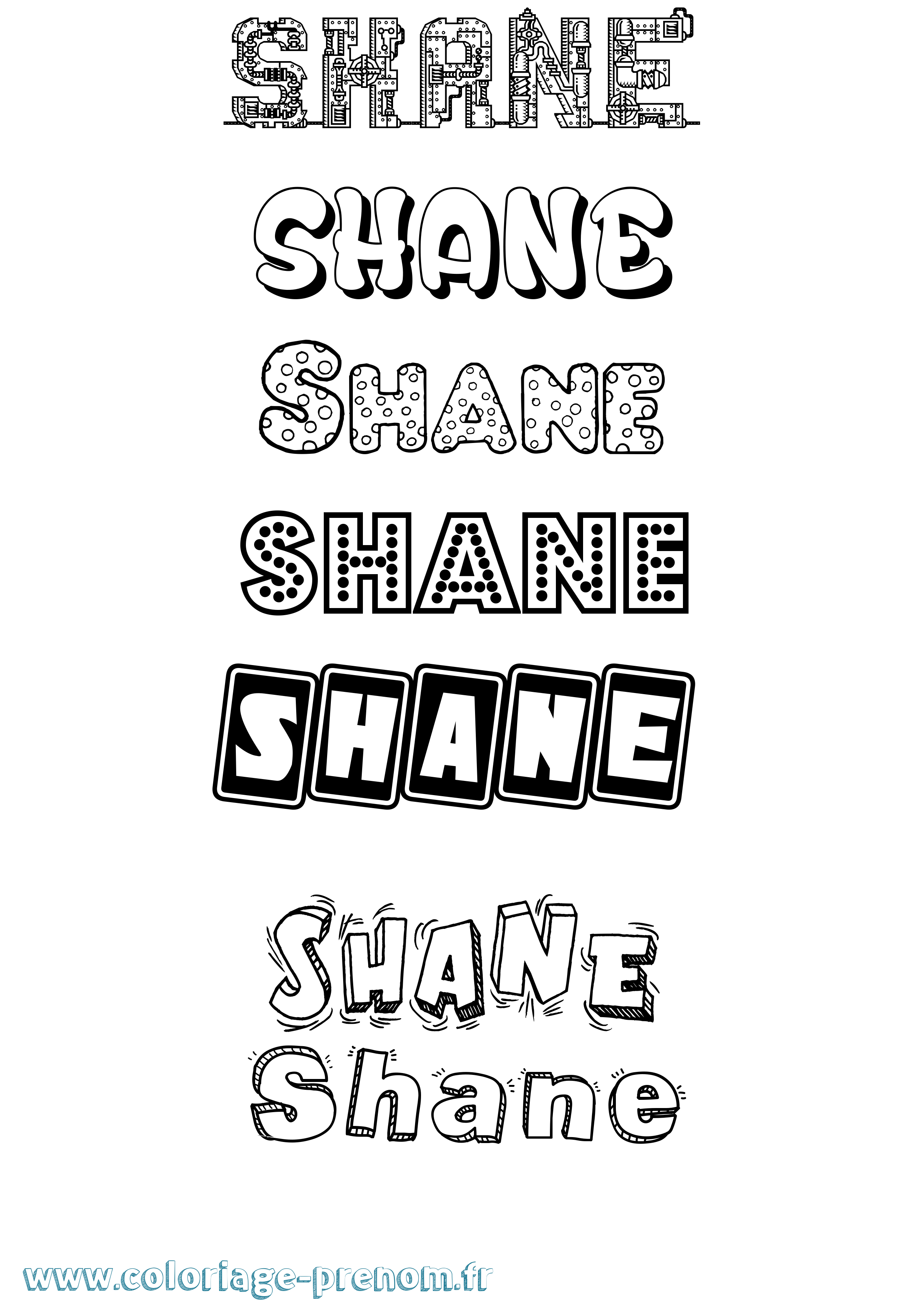 Coloriage prénom Shane Fun
