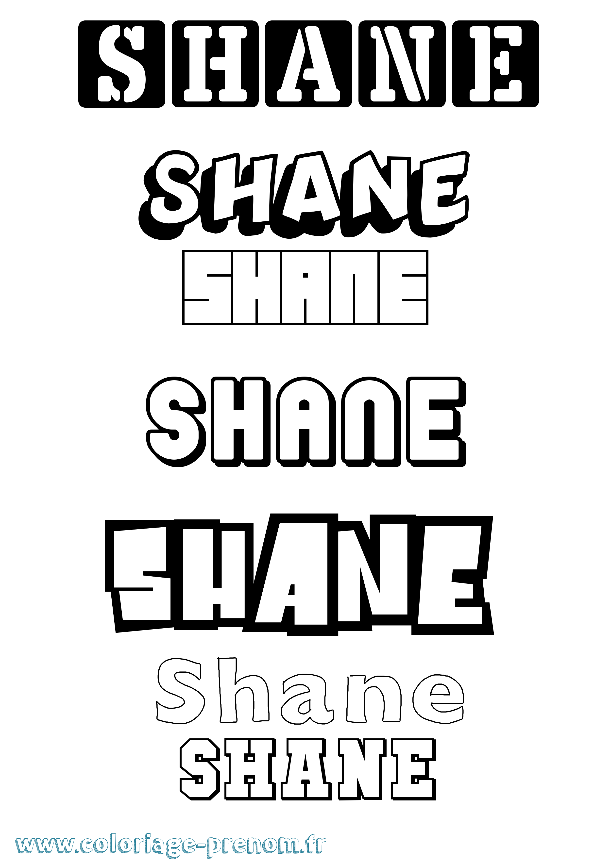 Coloriage prénom Shane Simple