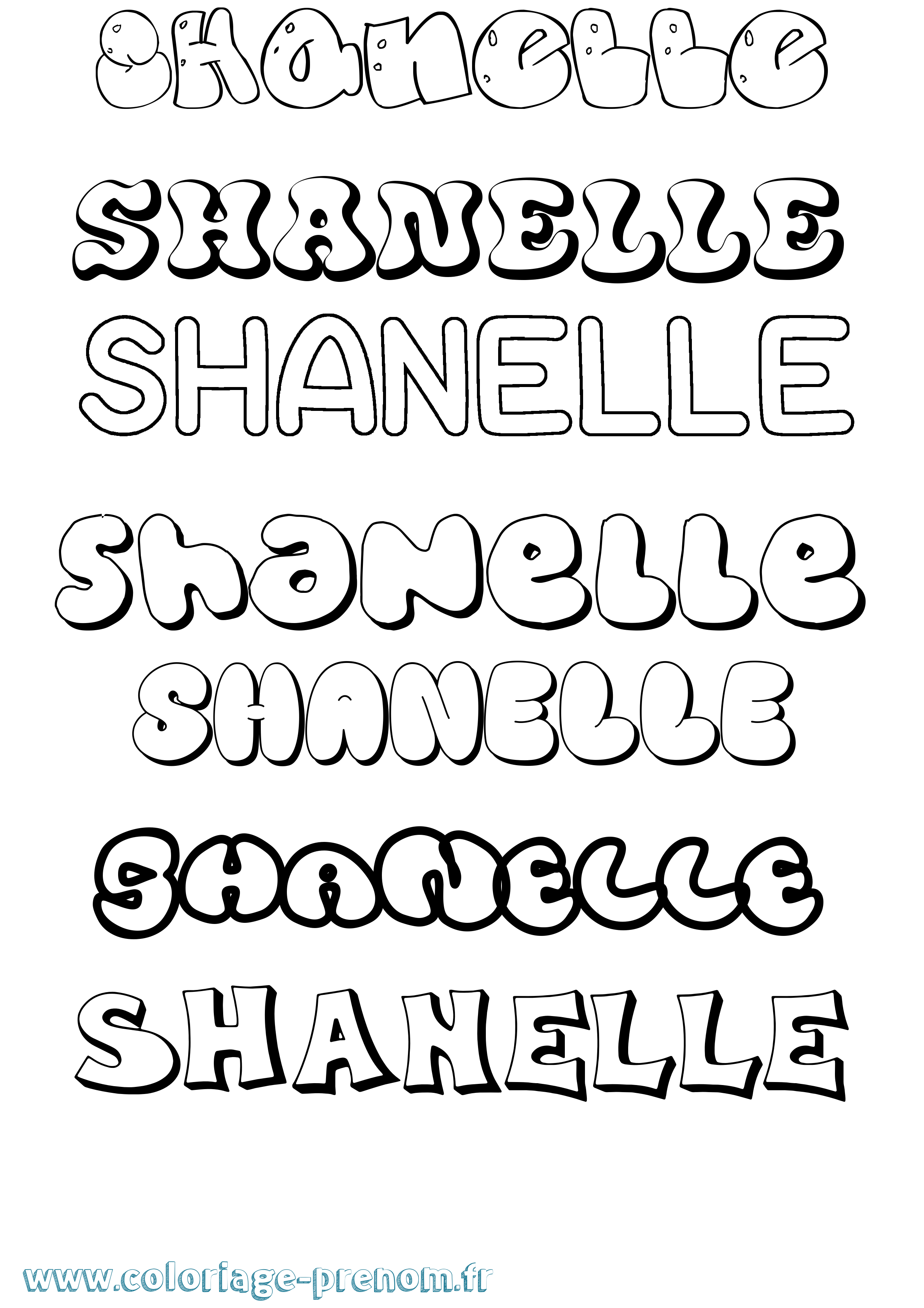 Coloriage prénom Shanelle Bubble
