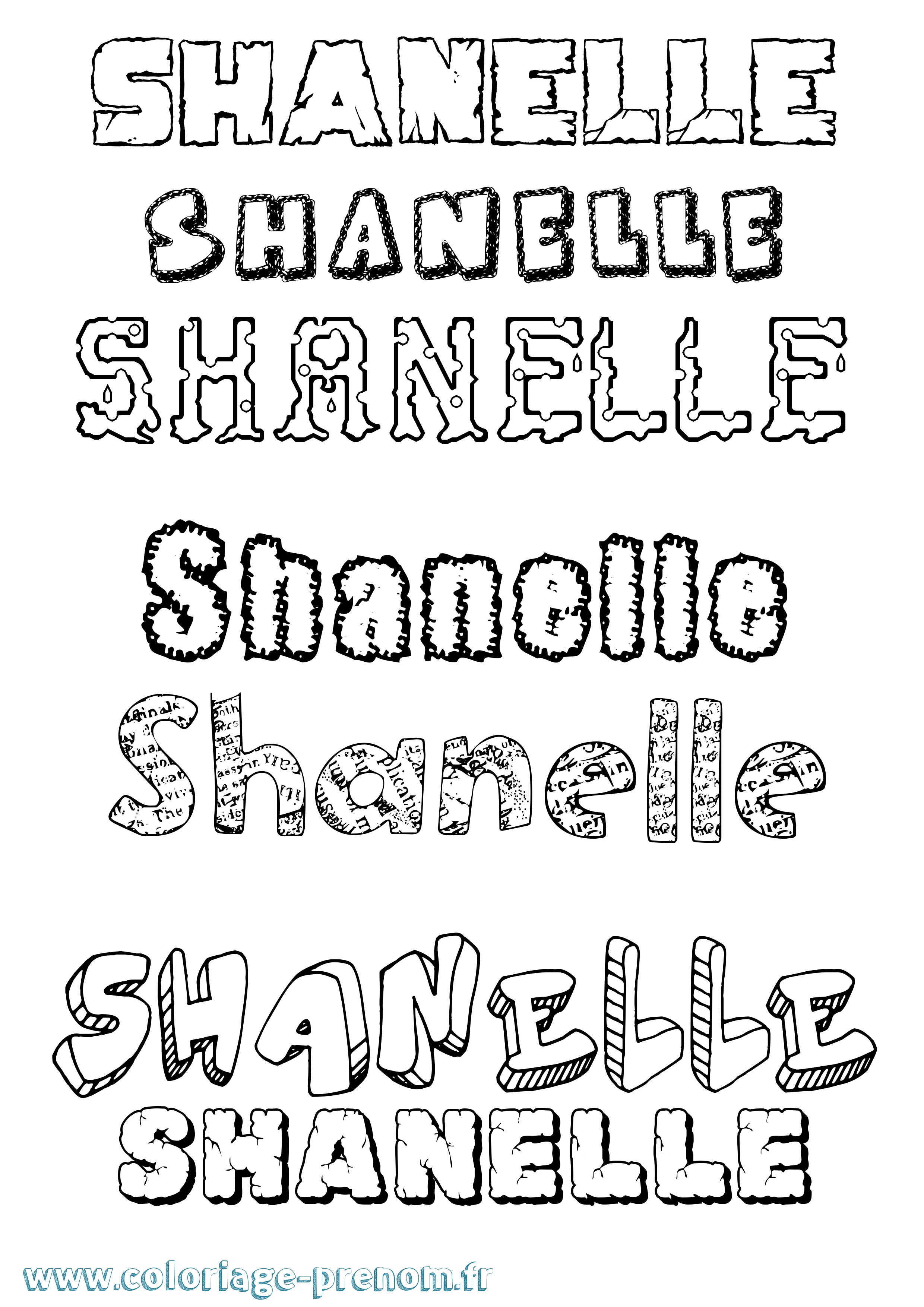 Coloriage prénom Shanelle Destructuré