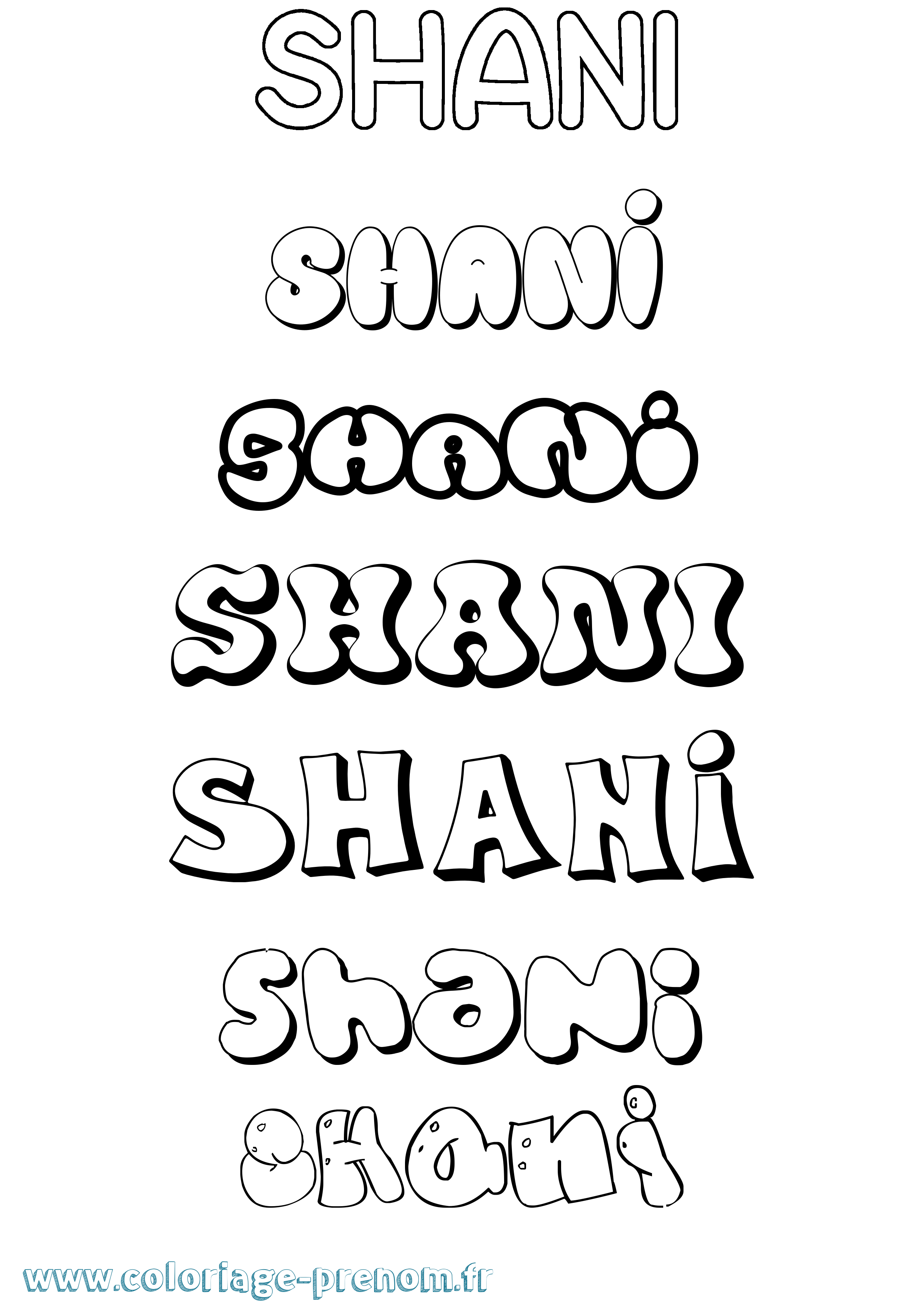 Coloriage prénom Shani