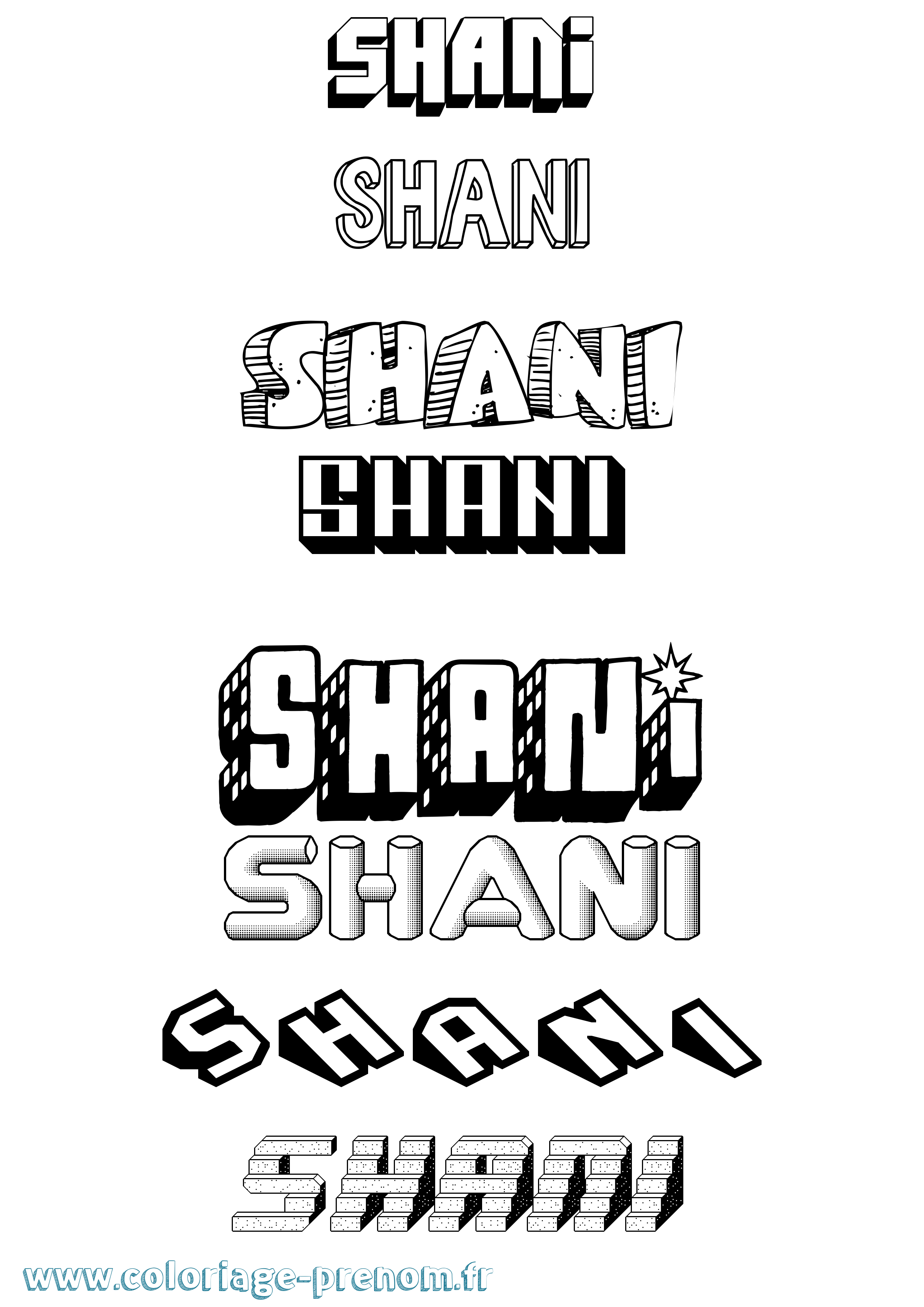 Coloriage prénom Shani