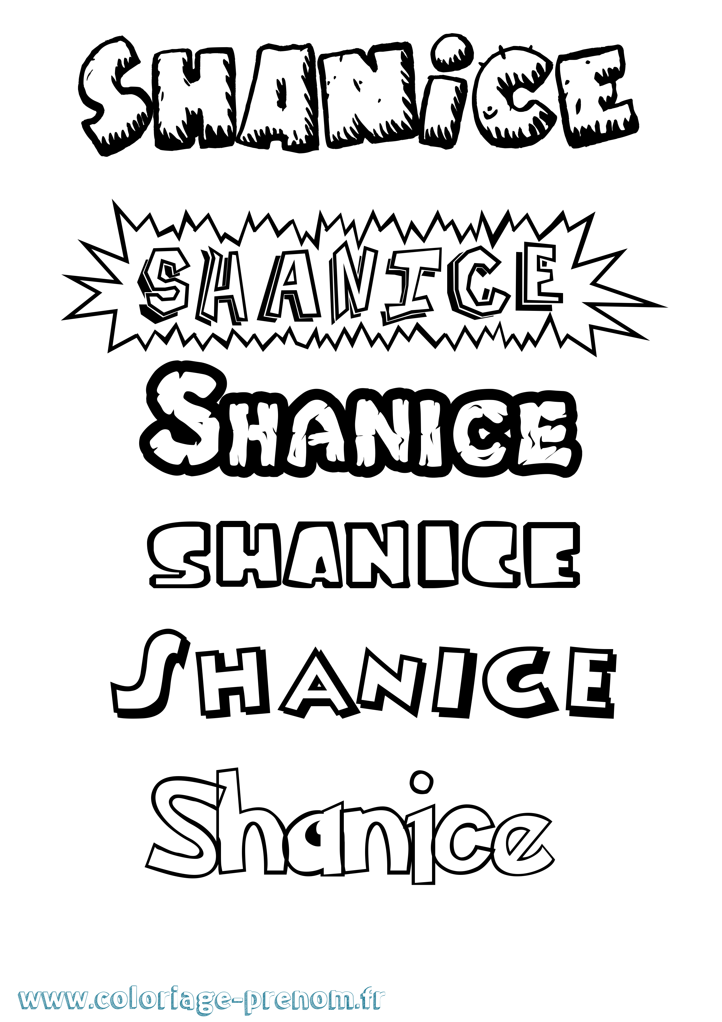 Coloriage prénom Shanice Dessin Animé