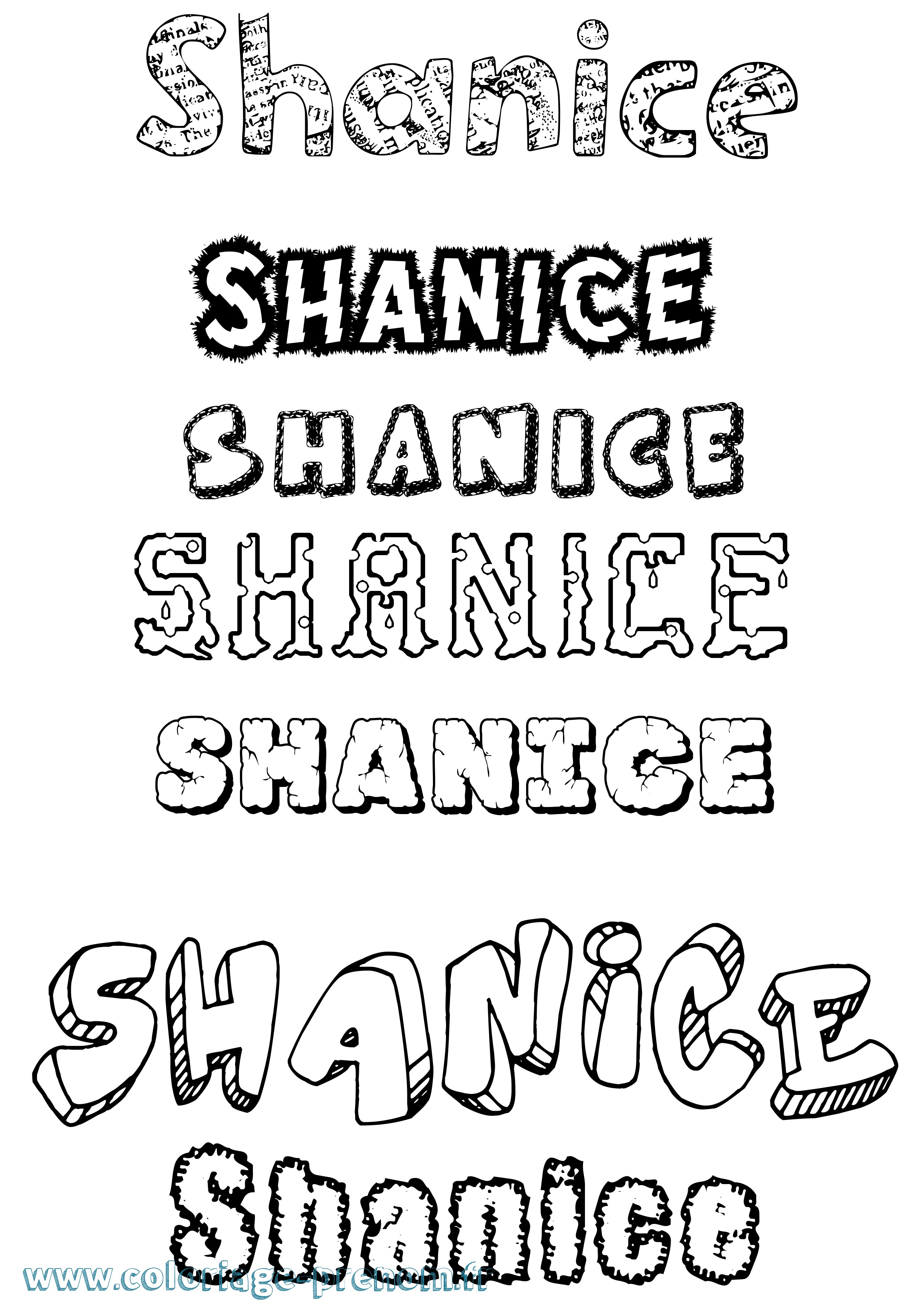 Coloriage prénom Shanice Destructuré