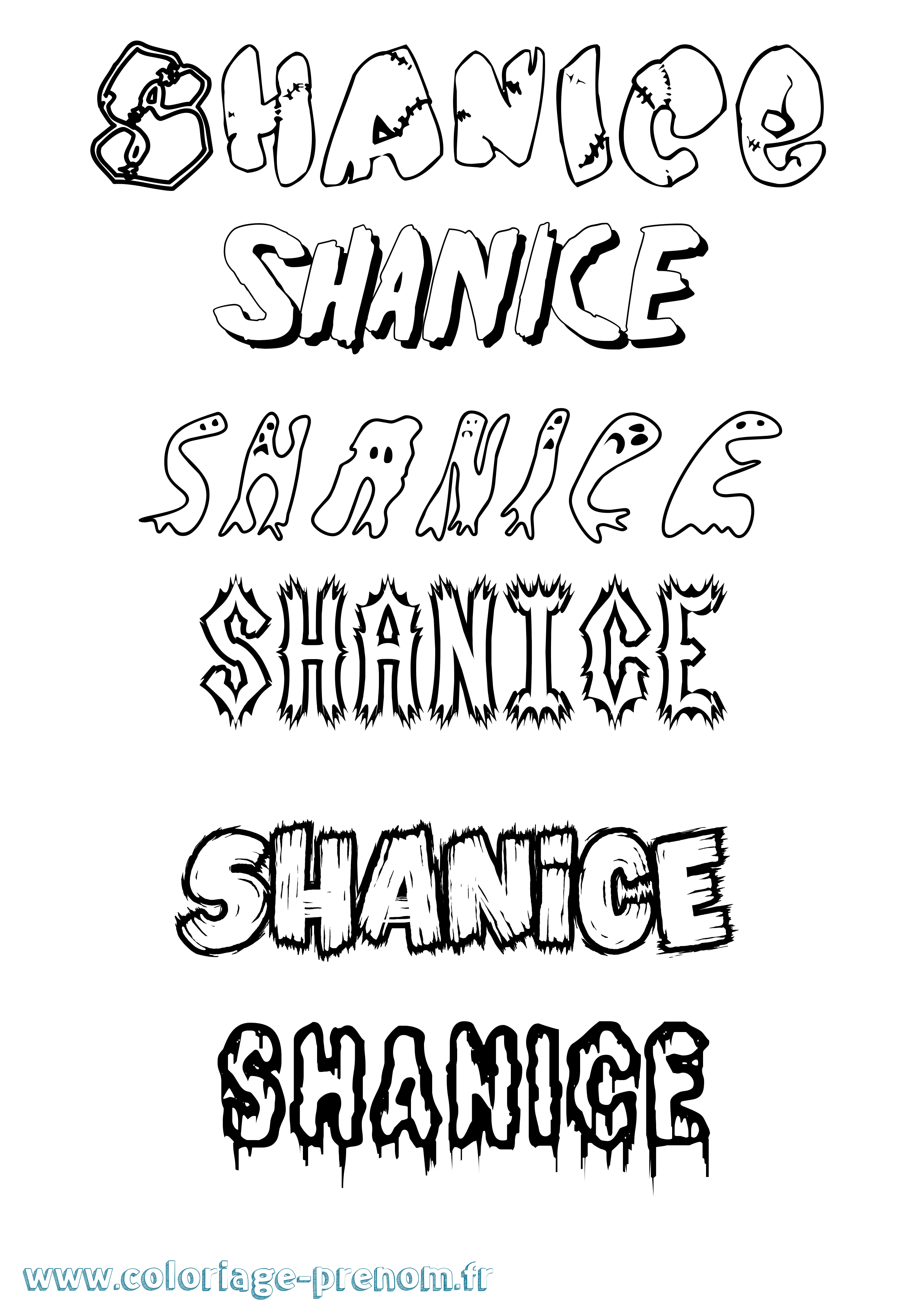 Coloriage prénom Shanice Frisson