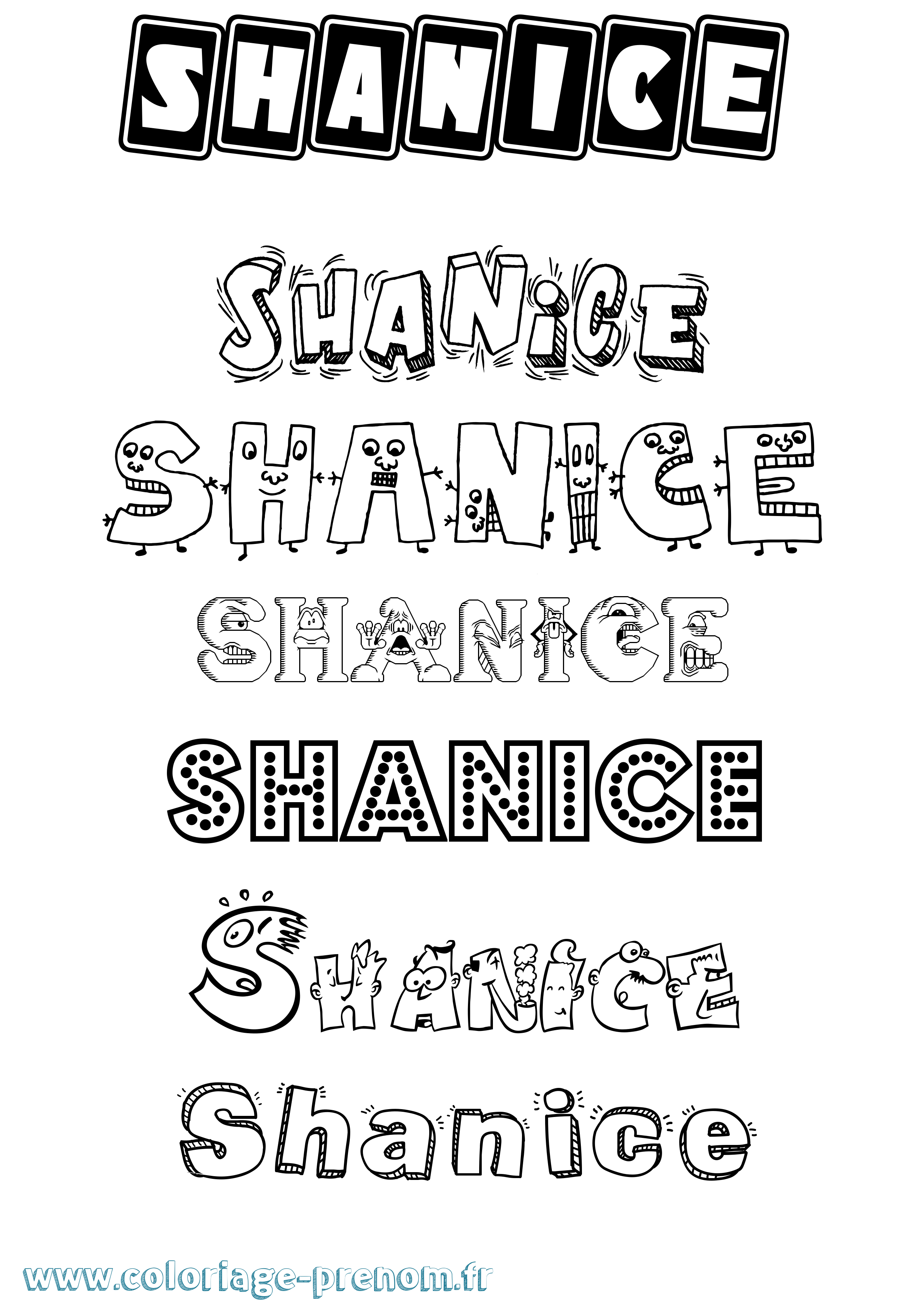 Coloriage prénom Shanice Fun