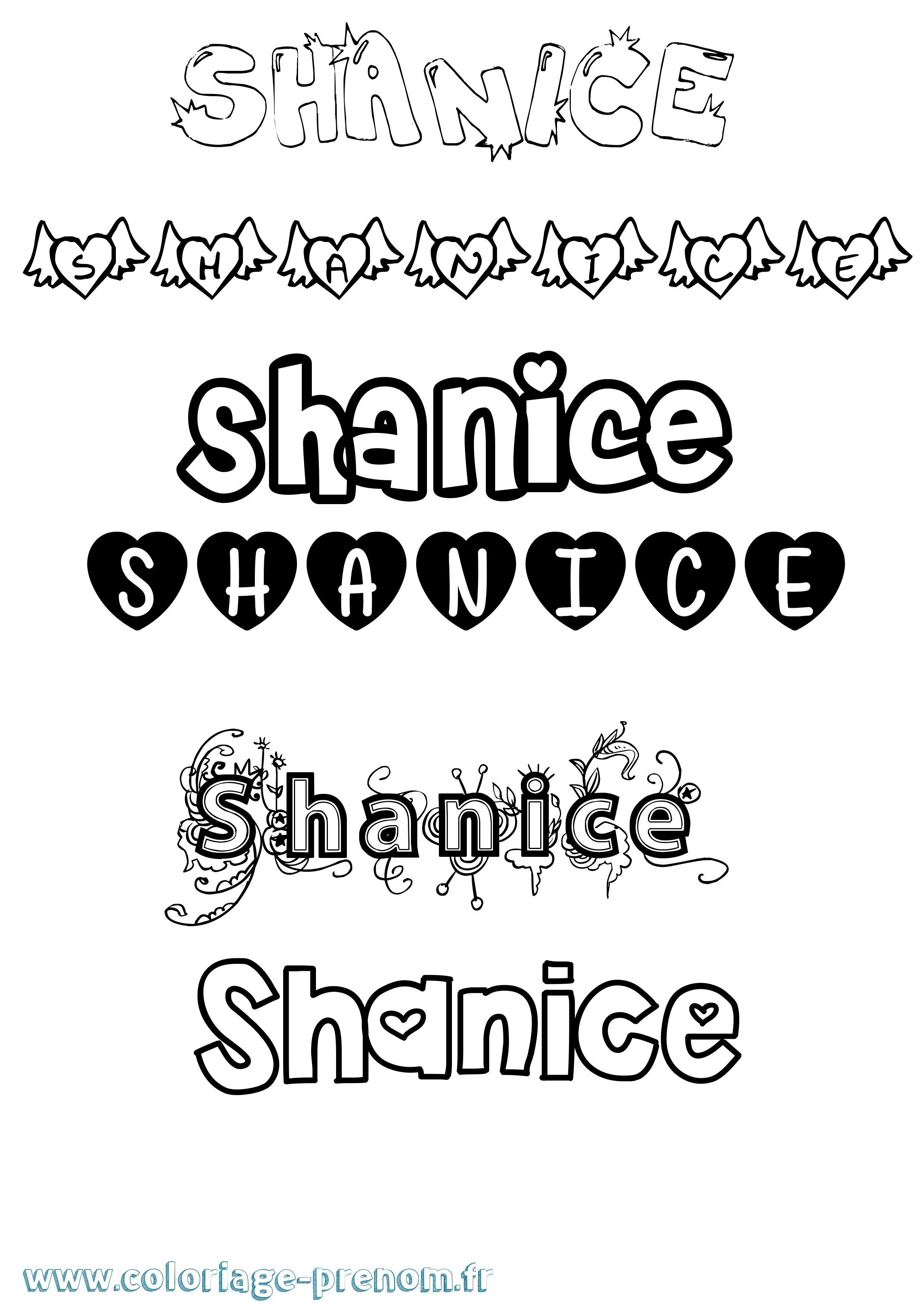 Coloriage prénom Shanice Girly
