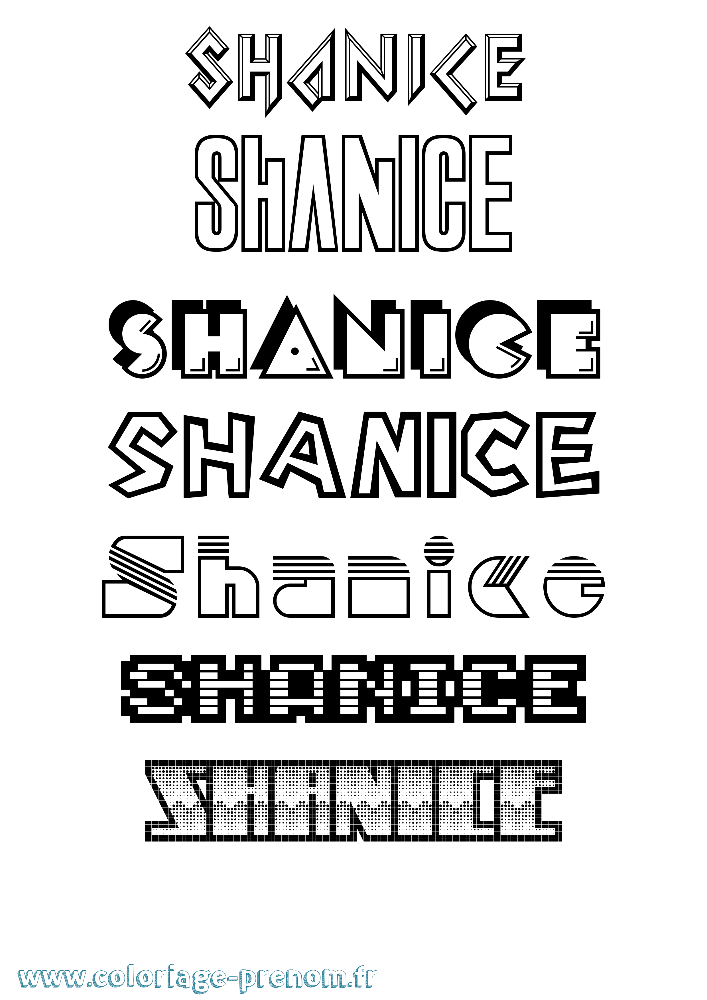 Coloriage prénom Shanice Jeux Vidéos