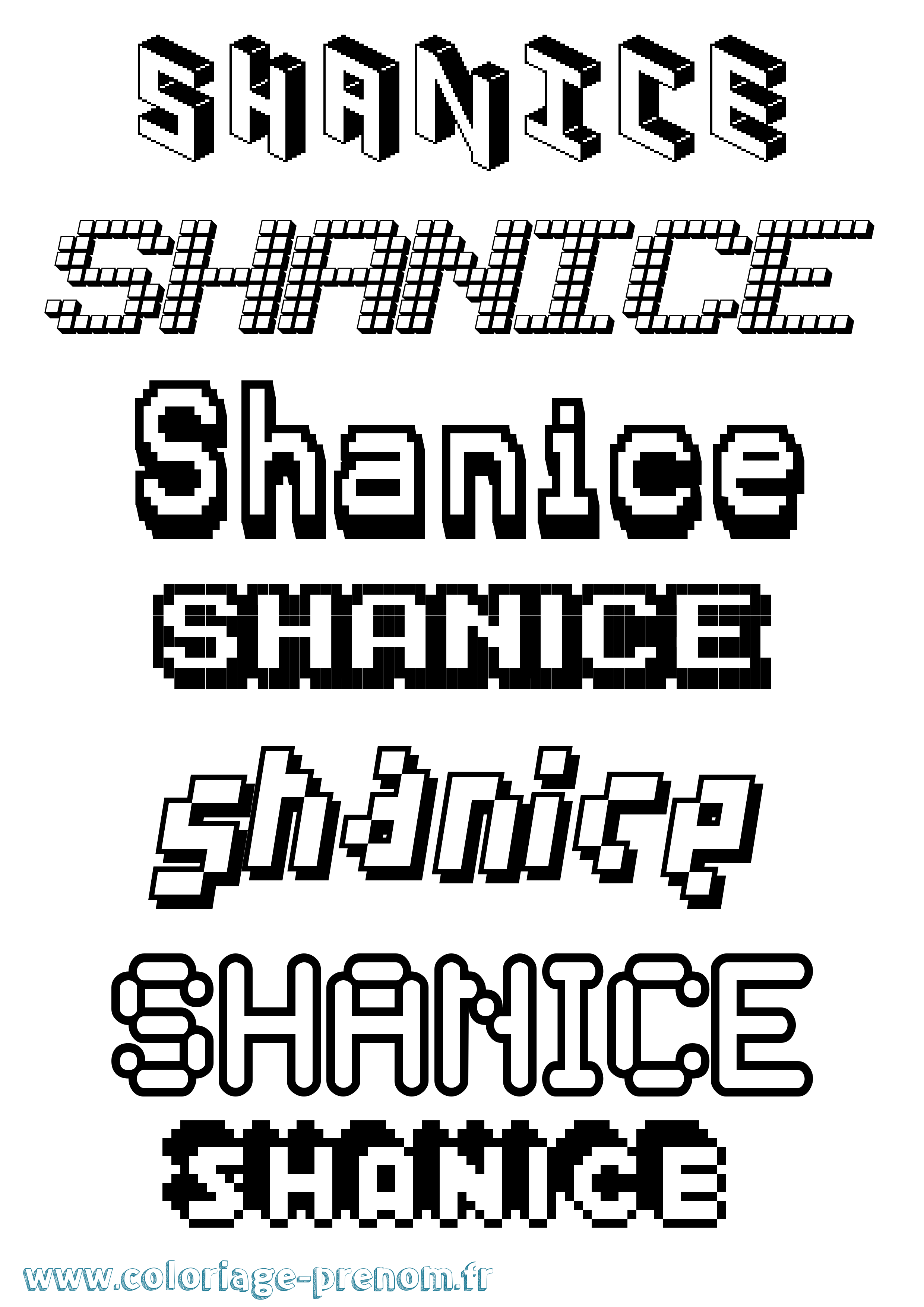 Coloriage prénom Shanice Pixel