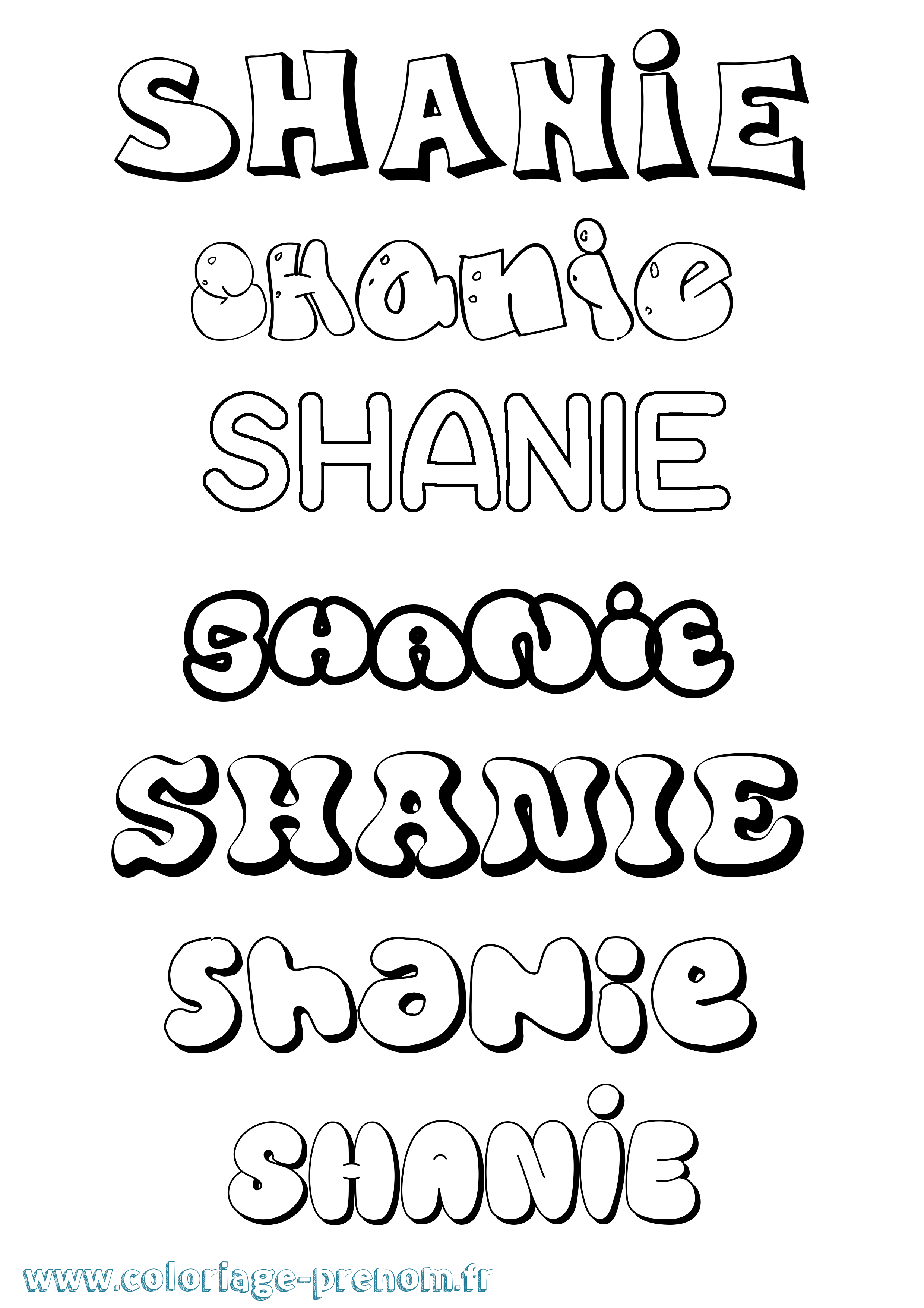 Coloriage Shanie Bubble Coloriage prénom Shanie Bubble