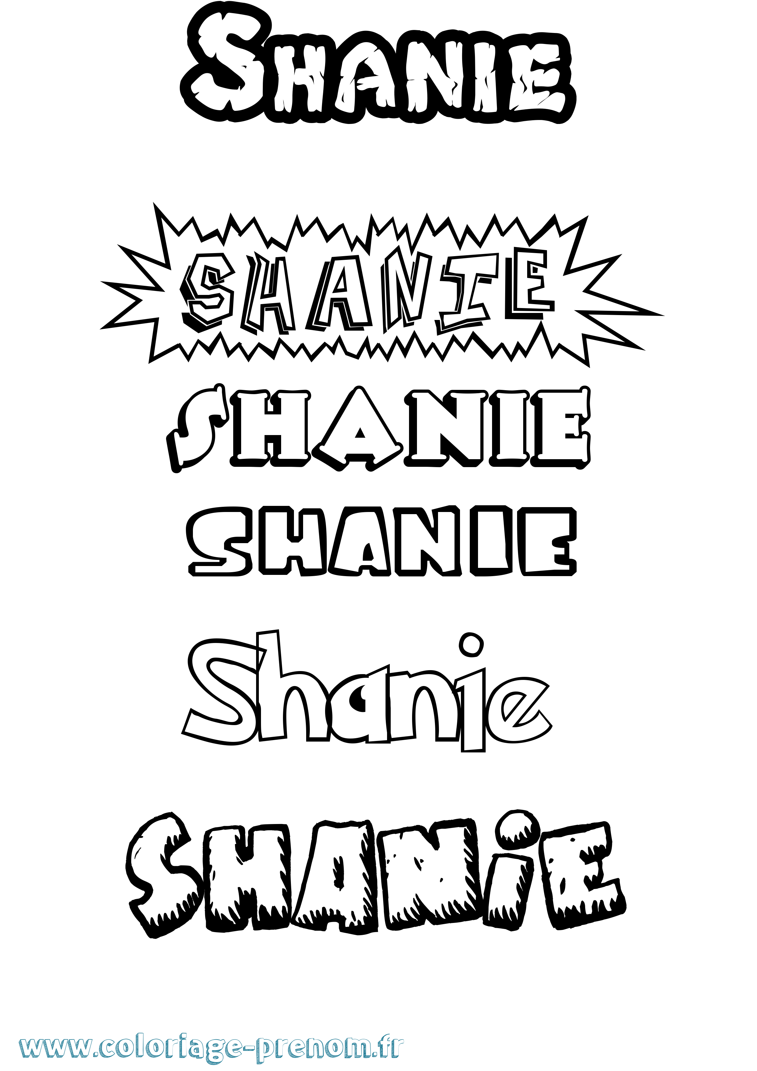 Coloriage Shanie Dessin Animé Coloriage prénom Shanie Dessin Animé