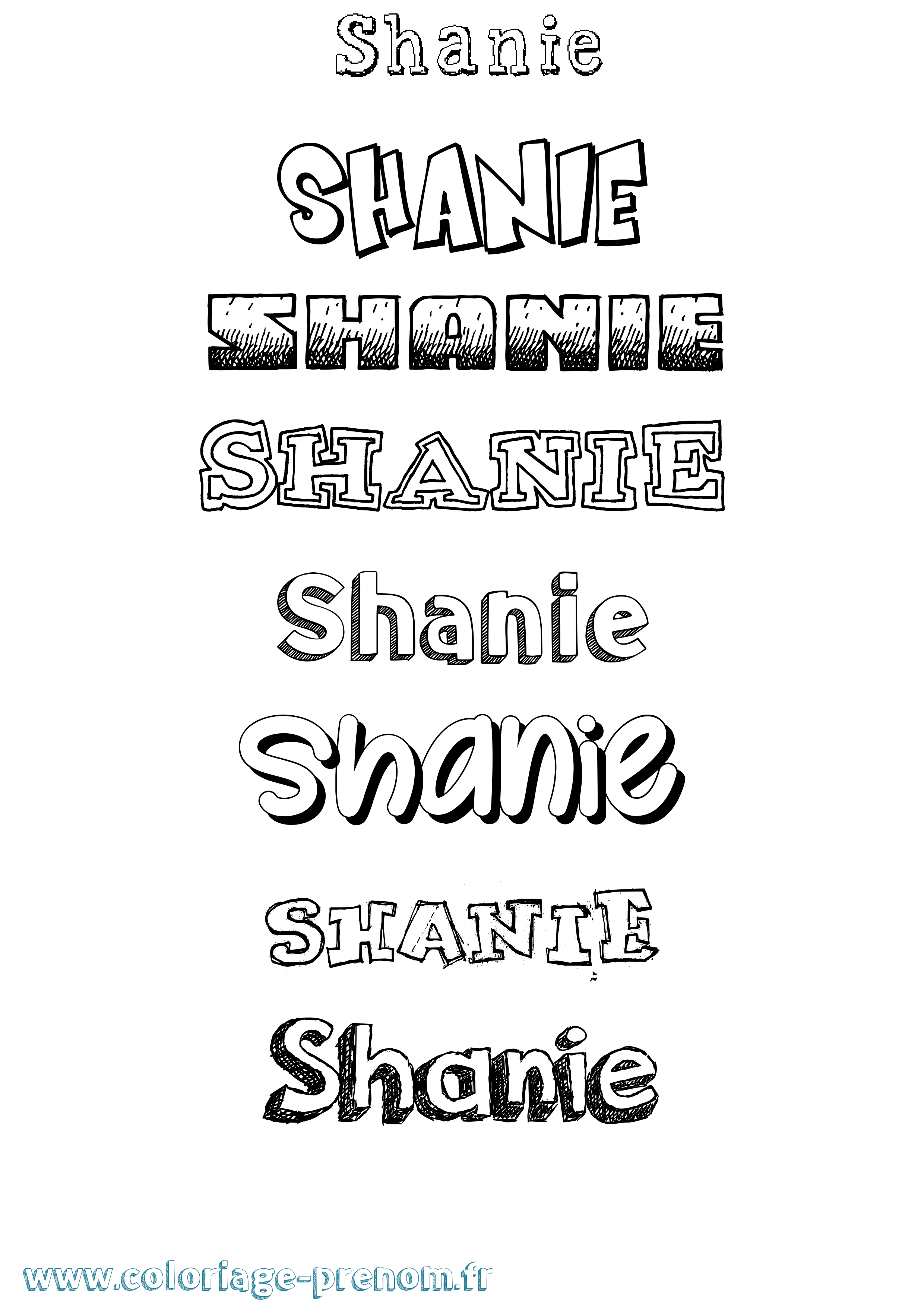 Coloriage prénom Shanie Dessiné