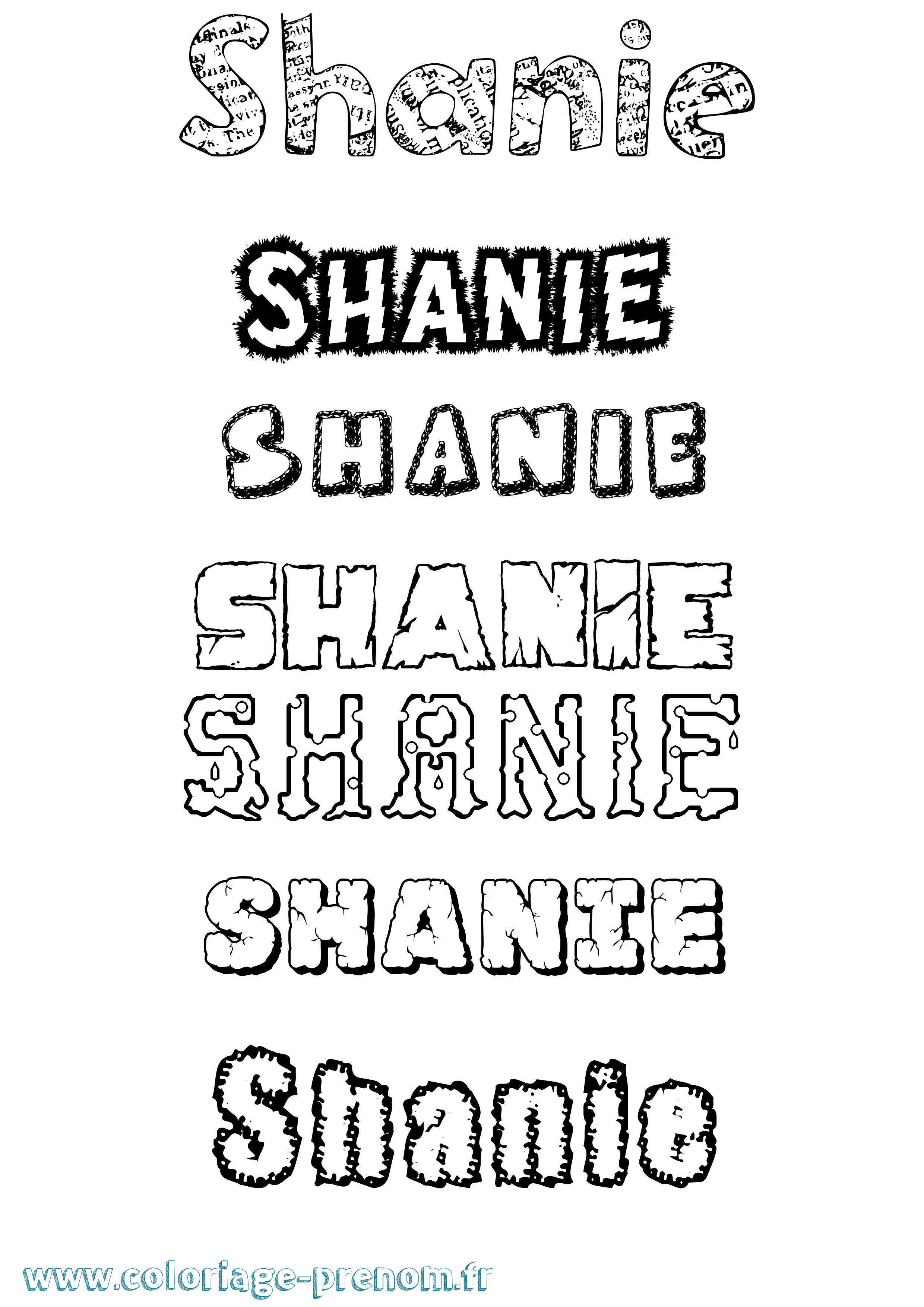 Coloriage Shanie Destructuré Coloriage prénom Shanie Destructuré