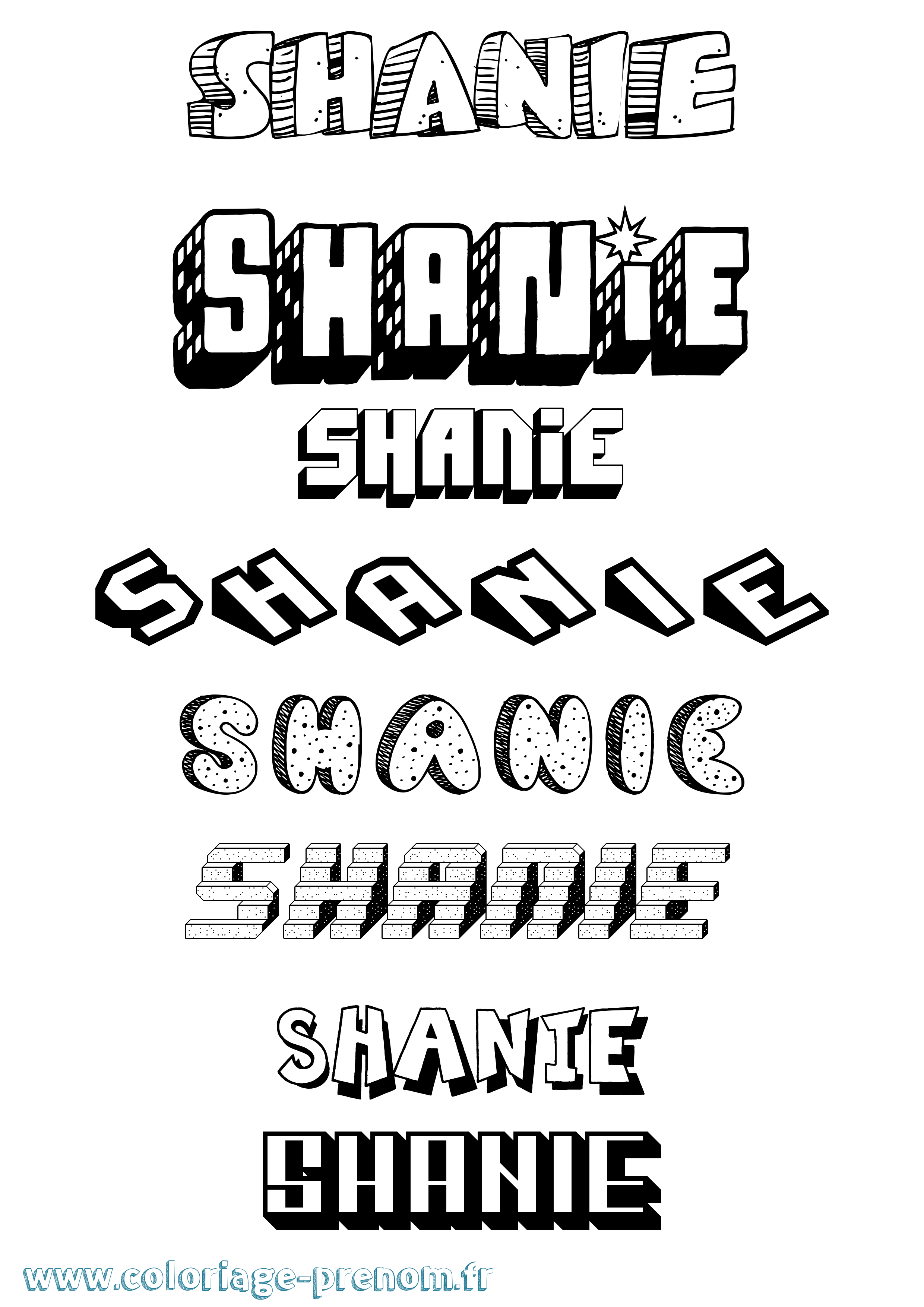 Coloriage prénom Shanie Effet 3D
