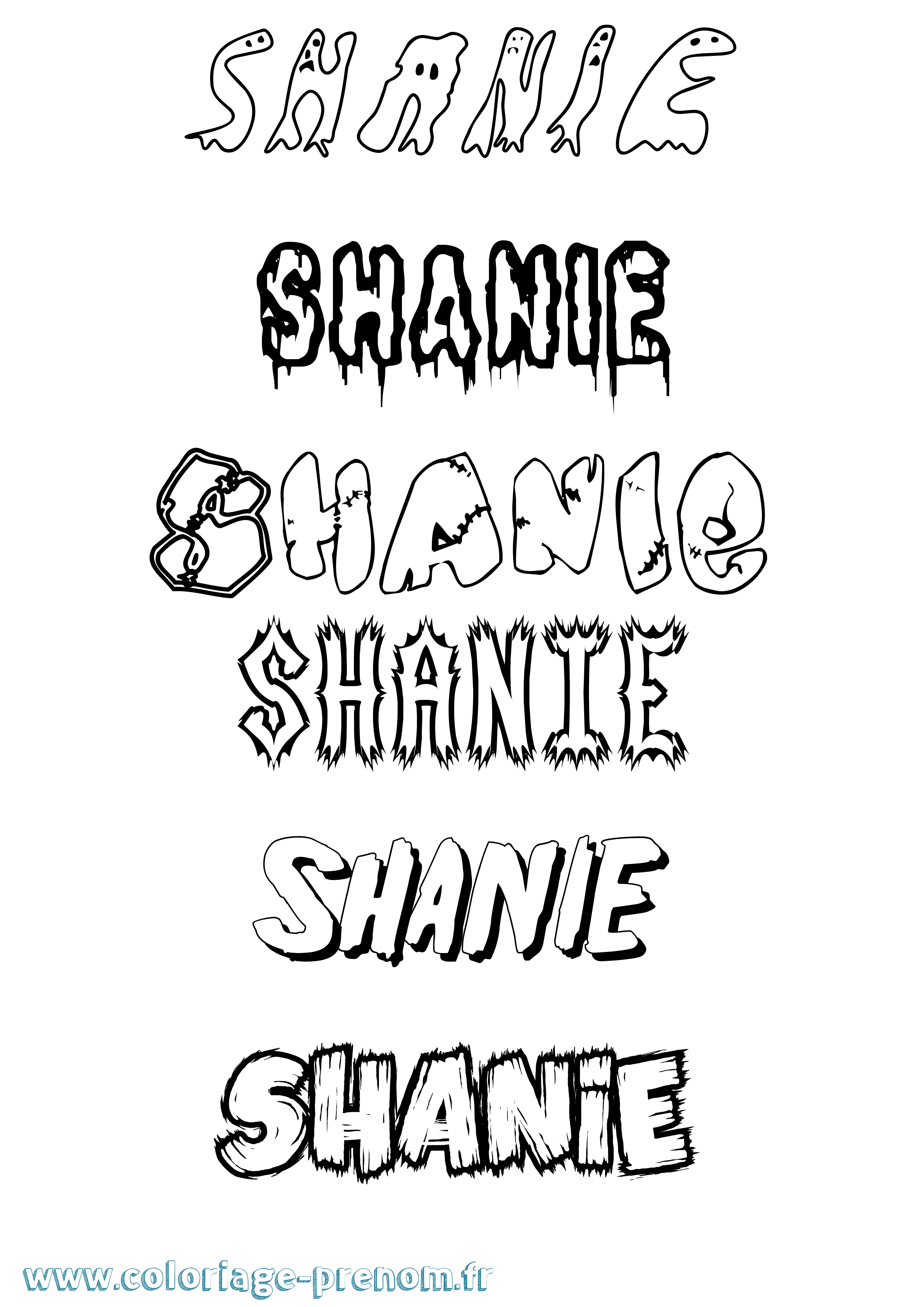 Coloriage Shanie Frisson Coloriage prénom Shanie Frisson