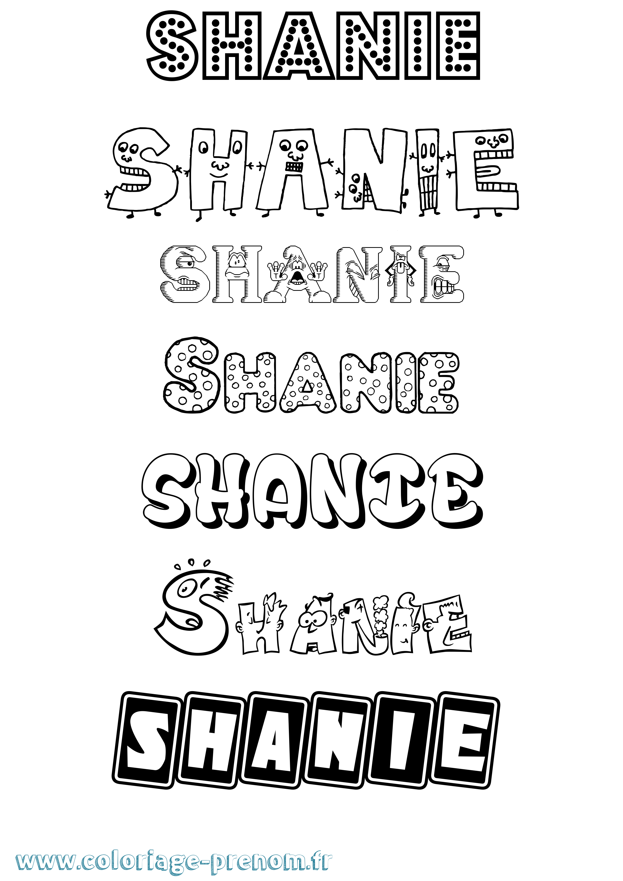 Coloriage prénom Shanie Fun