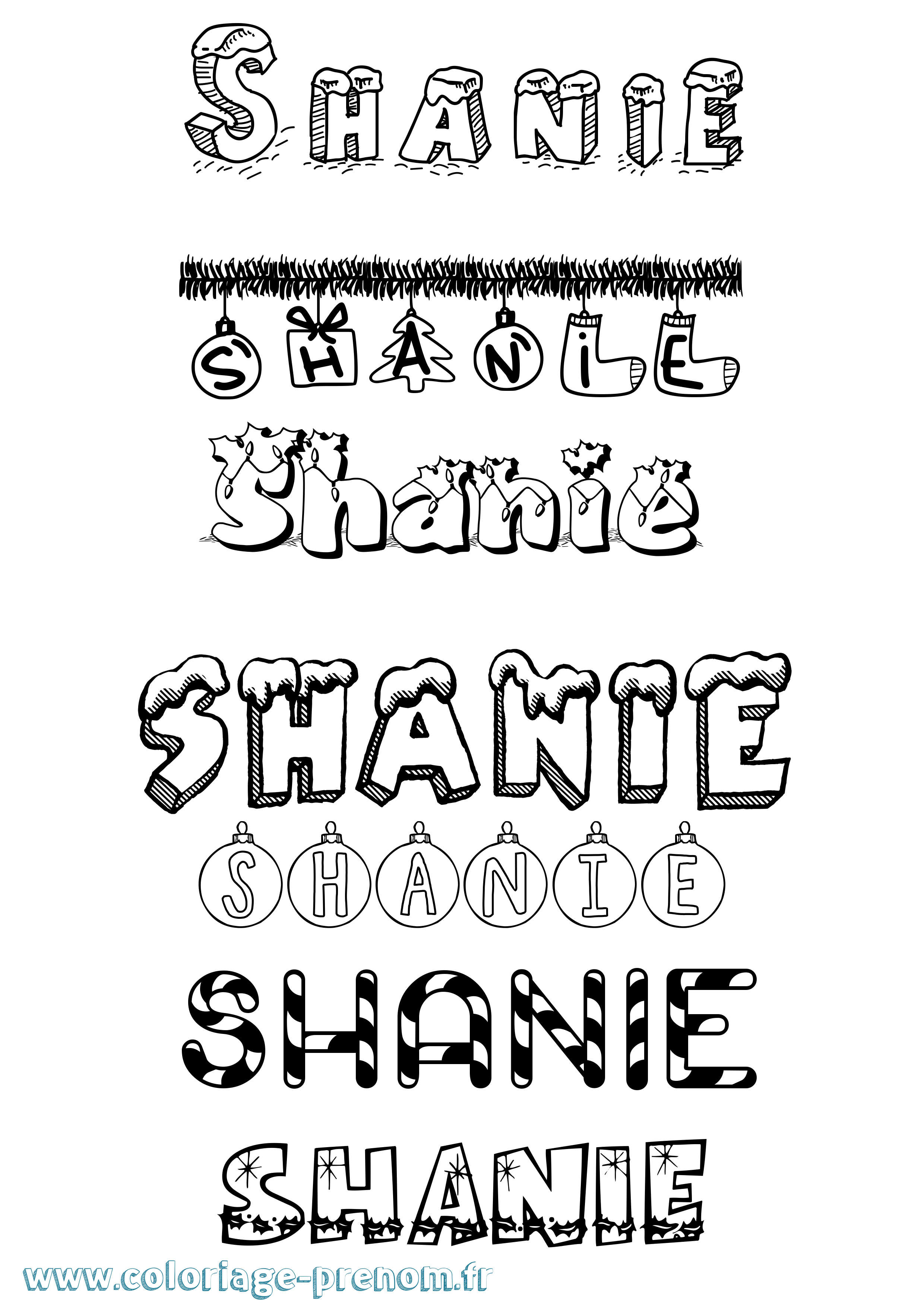 Coloriage Shanie Noël Coloriage prénom Shanie Noël