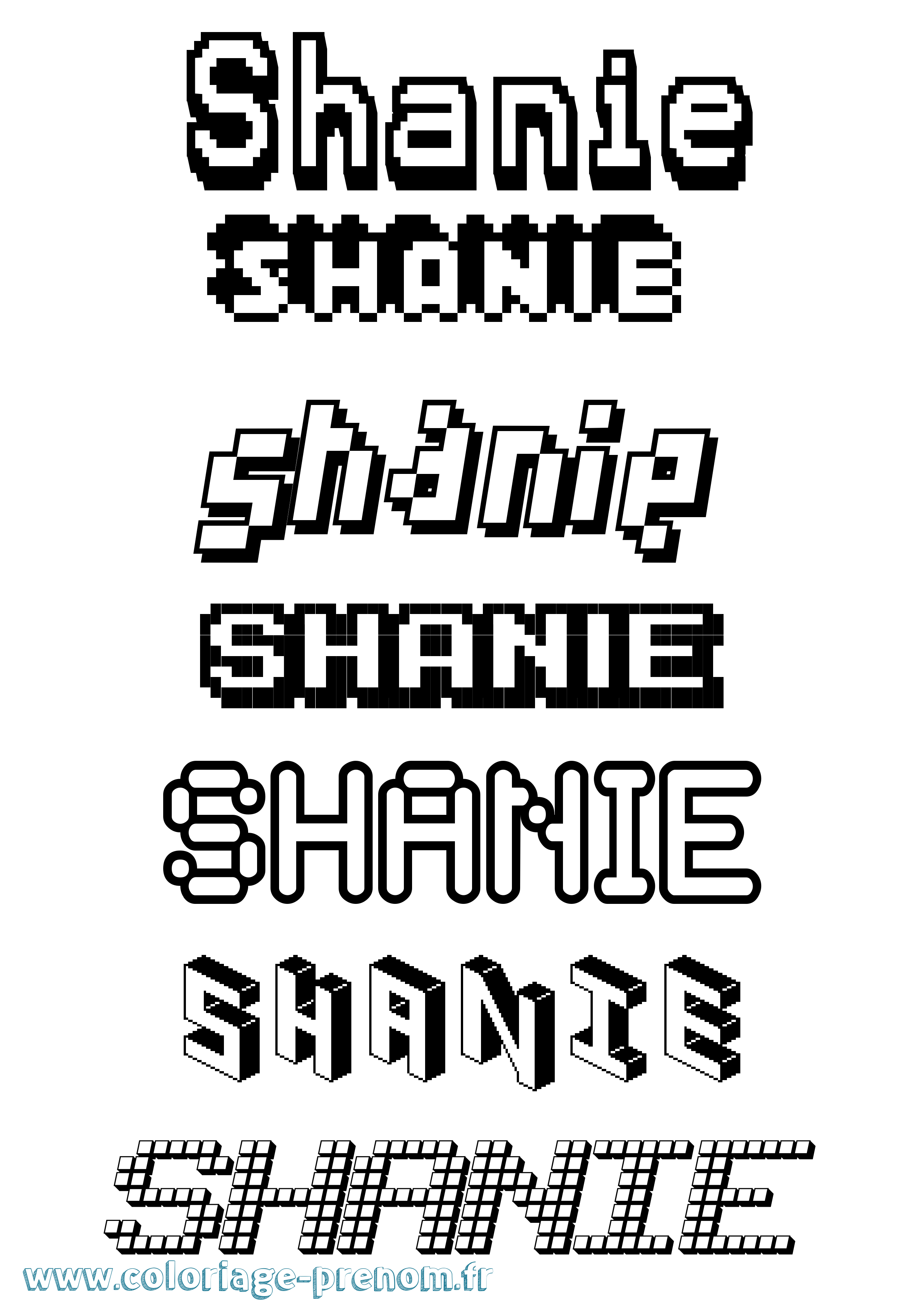 Coloriage prénom Shanie Pixel
