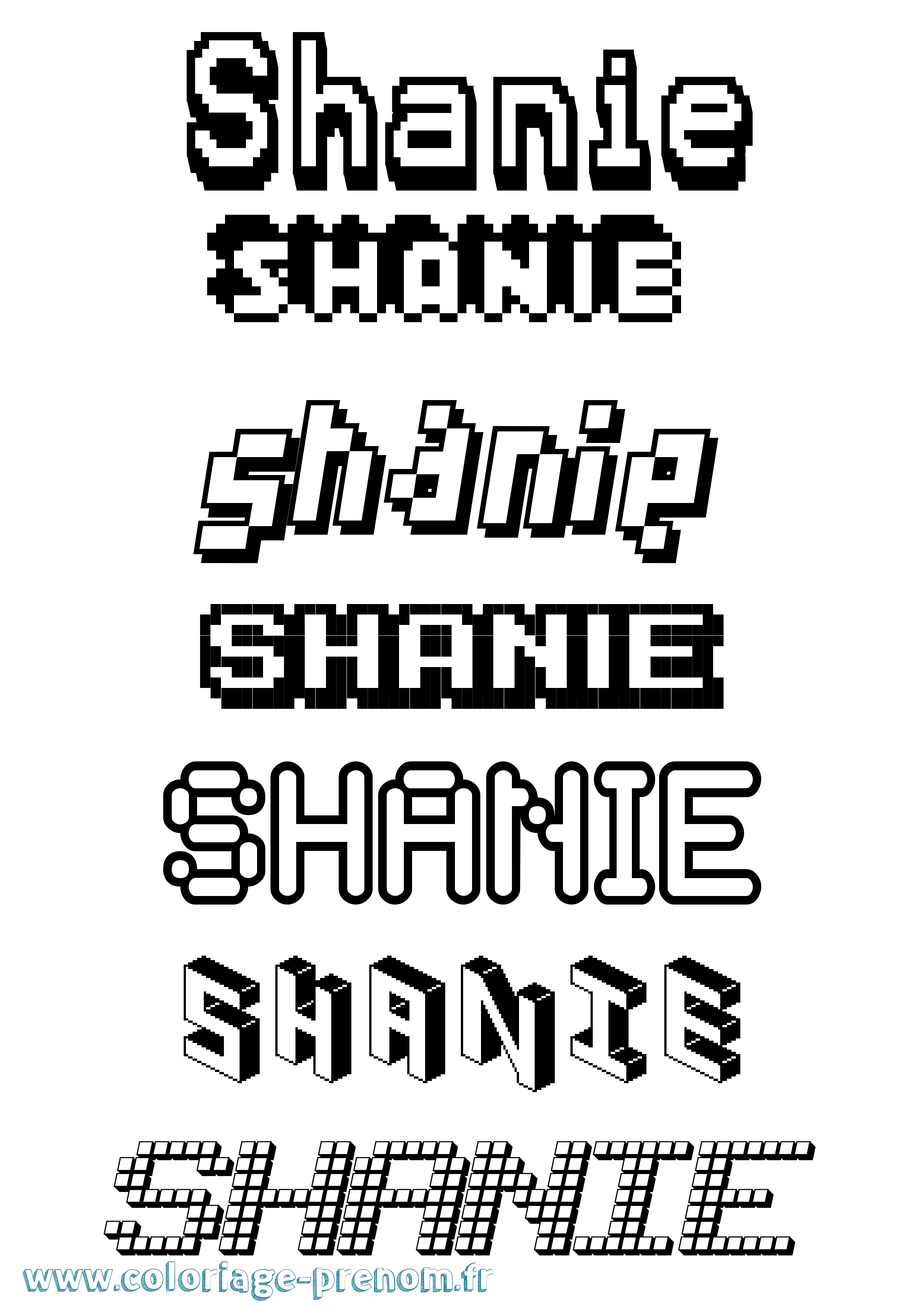 Coloriage Shanie Pixel Coloriage prénom Shanie Pixel