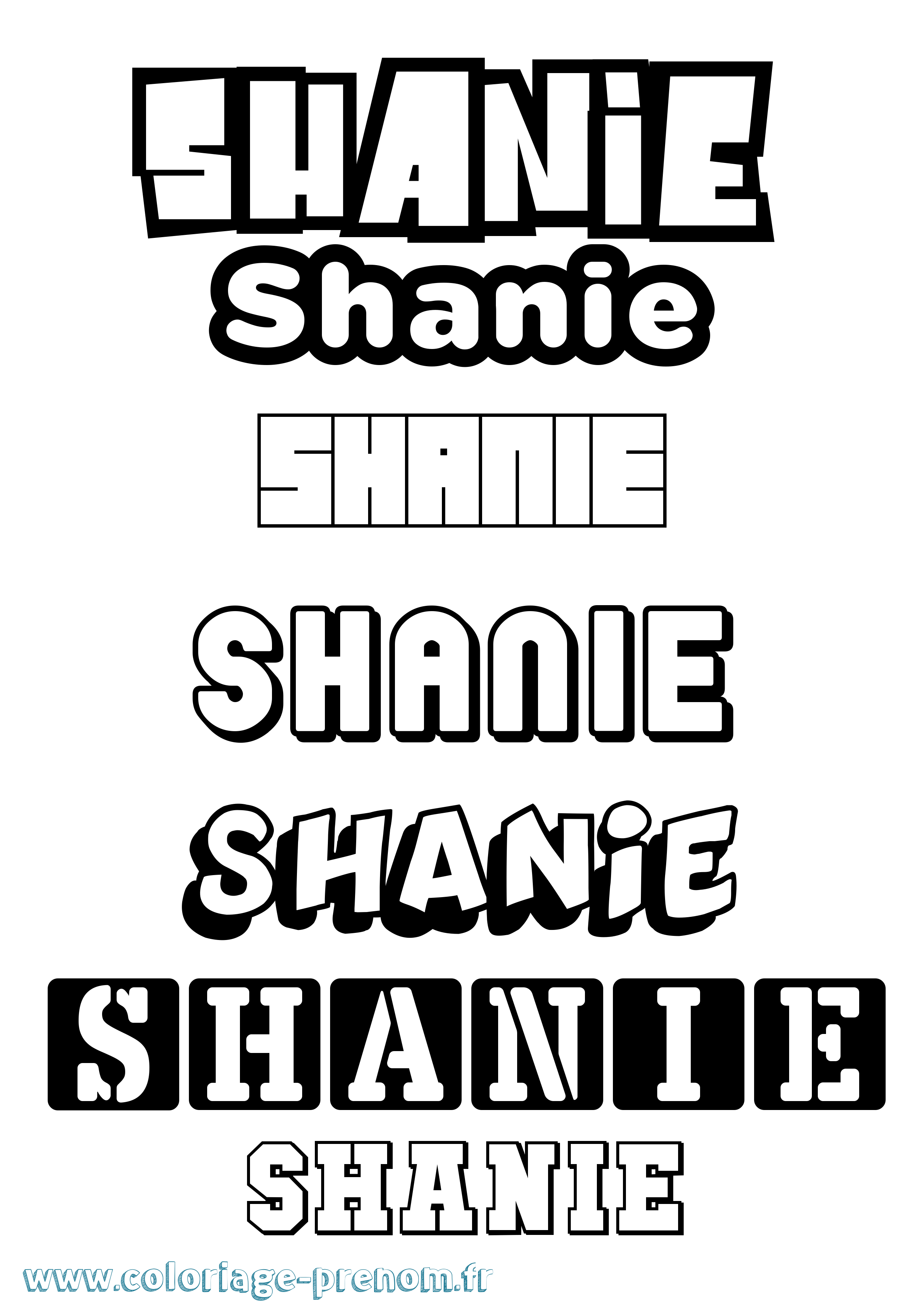 Coloriage prénom Shanie Simple