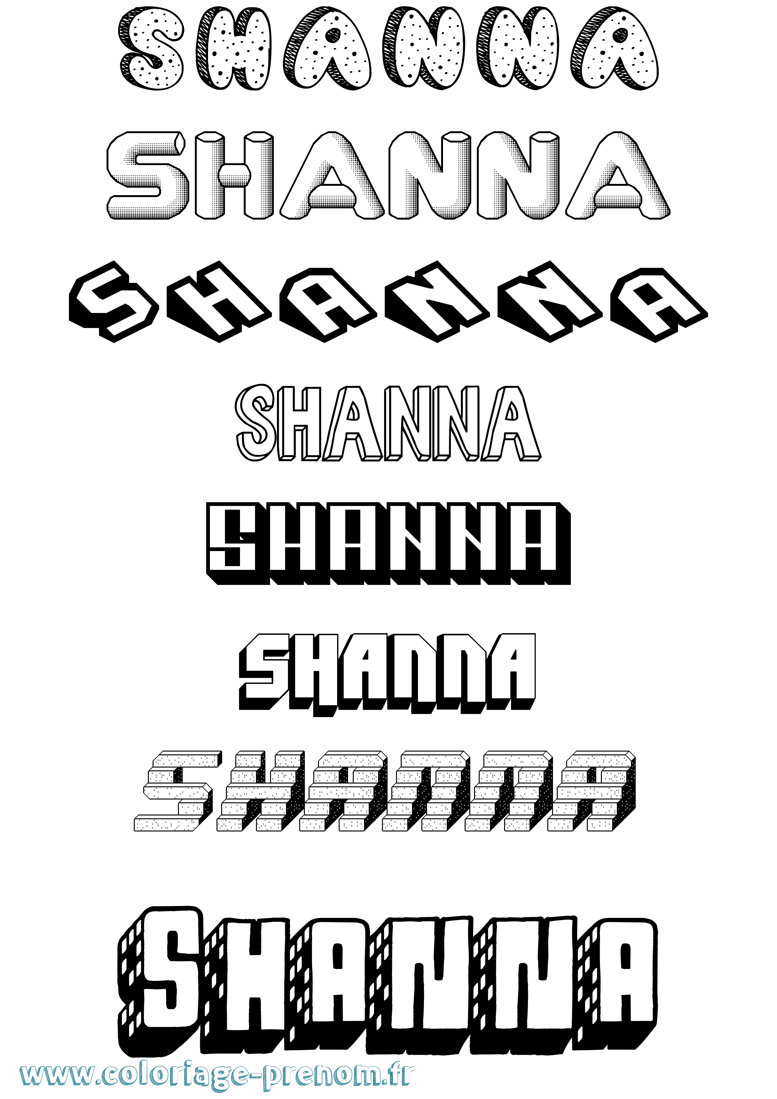 Coloriage prénom Shanna
