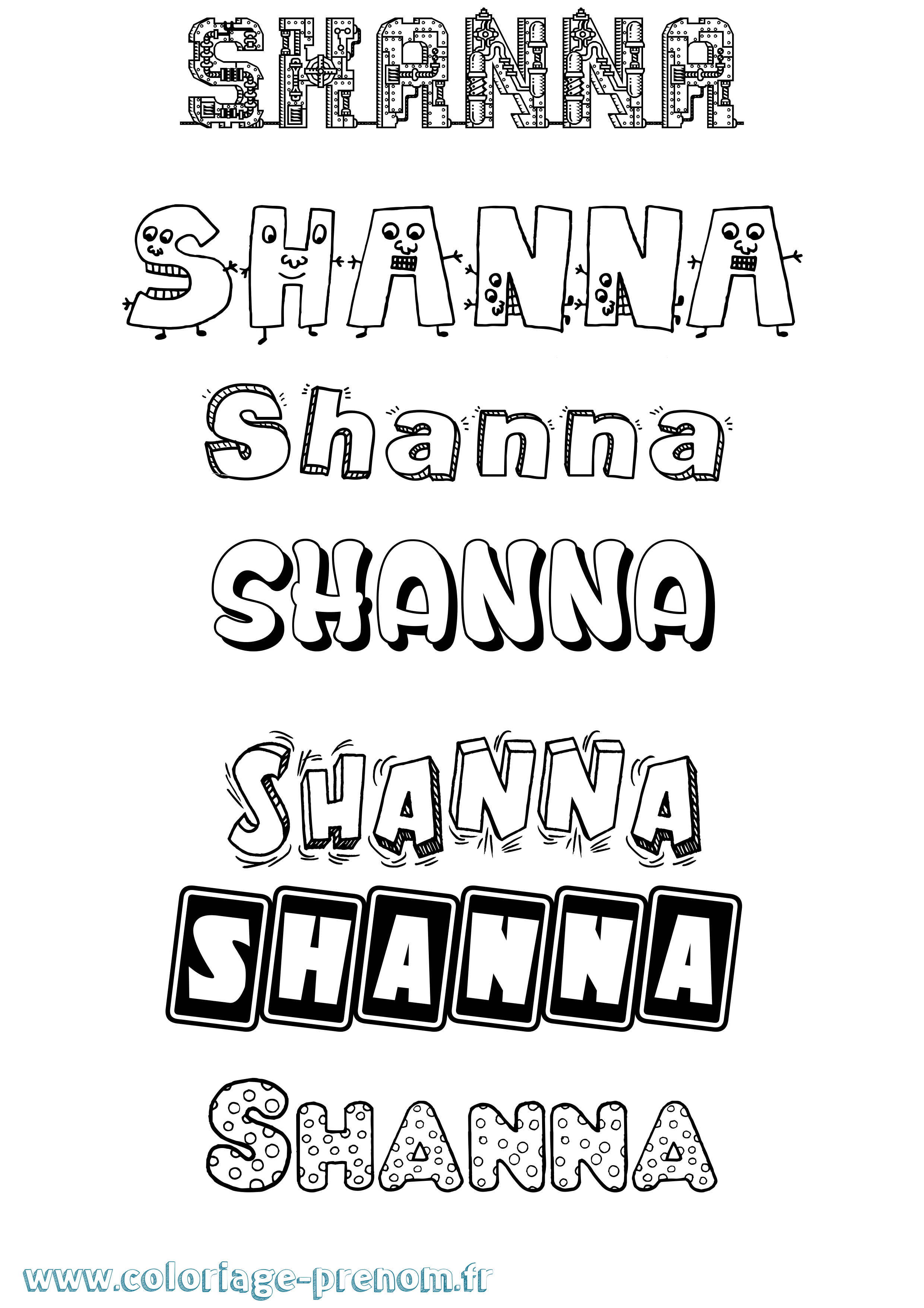 Coloriage prénom Shanna