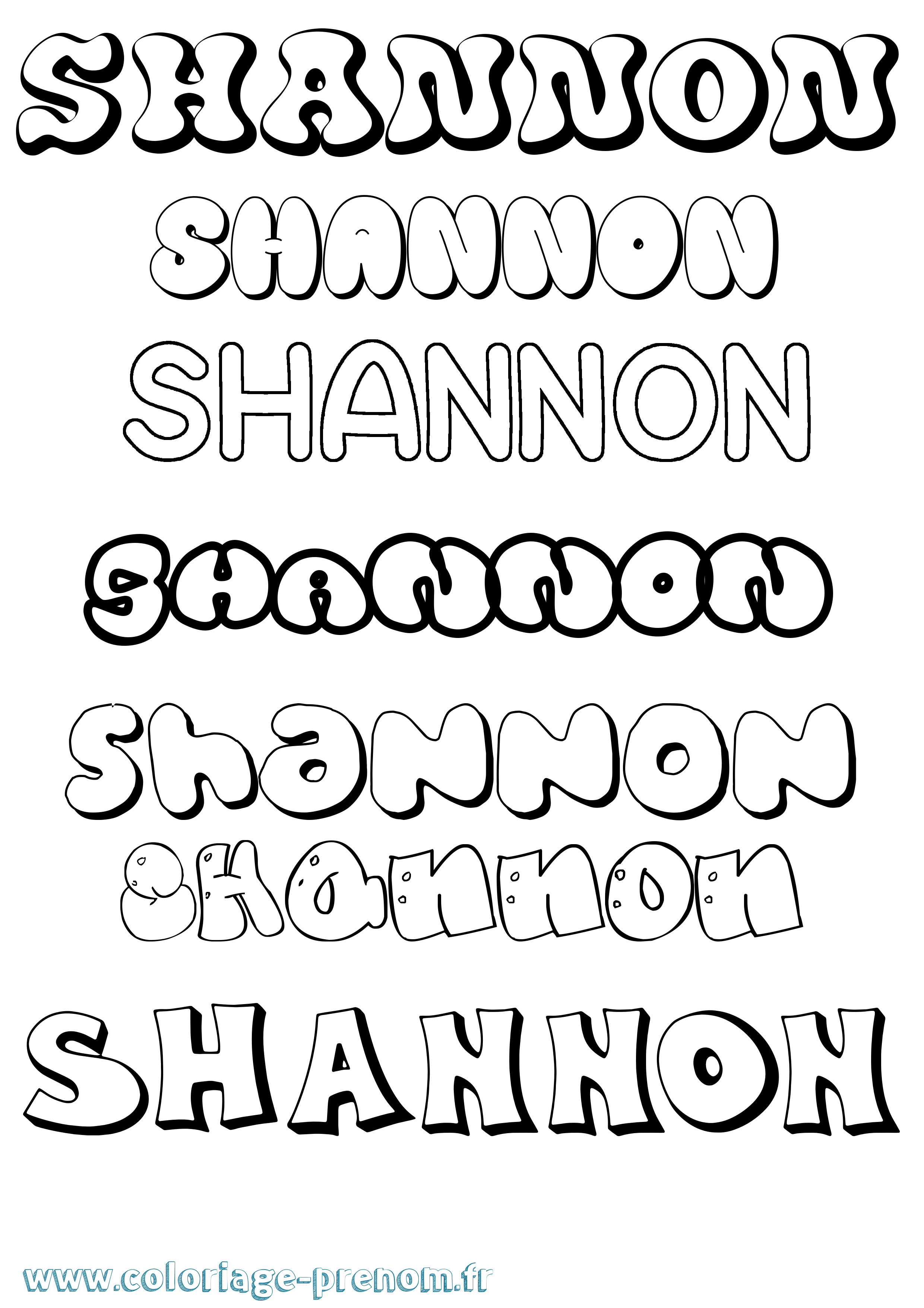 Coloriage Shannon Bubble Coloriage prénom Shannon Bubble