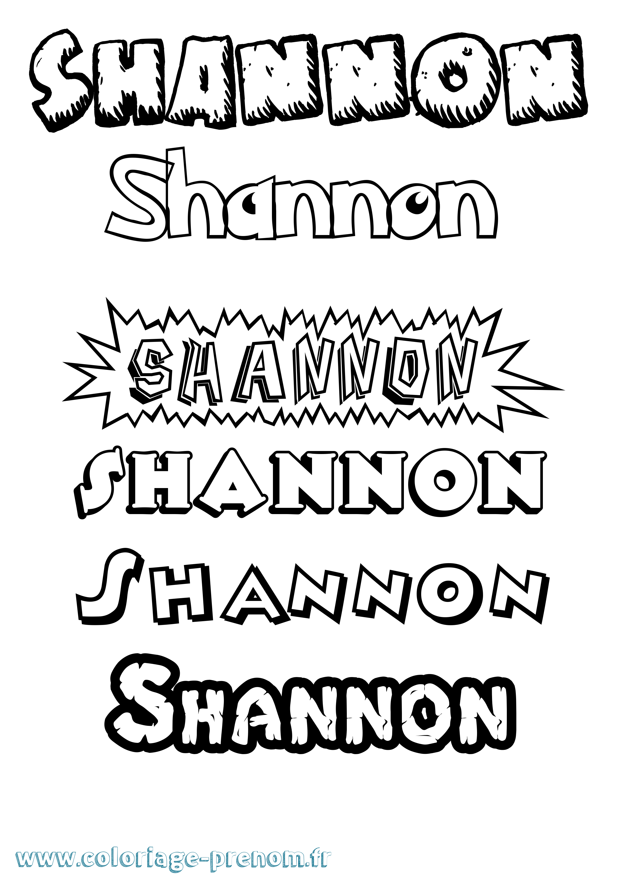 Coloriage Shannon Dessin Animé Coloriage prénom Shannon Dessin Animé