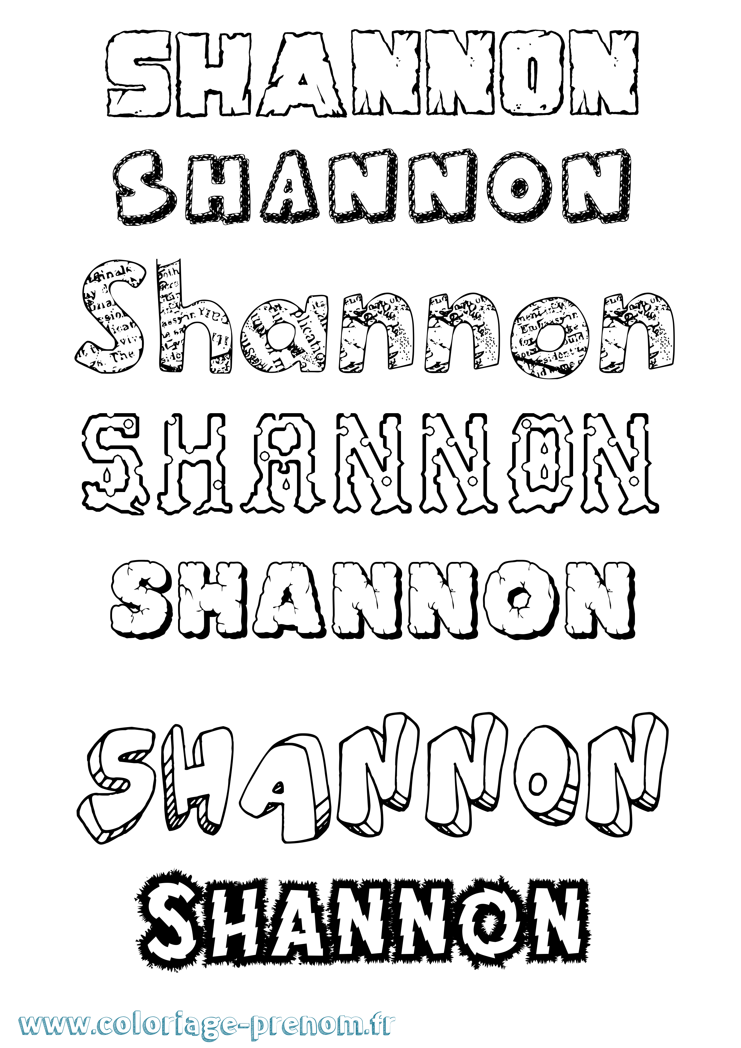 Coloriage Shannon Destructuré Coloriage prénom Shannon Destructuré