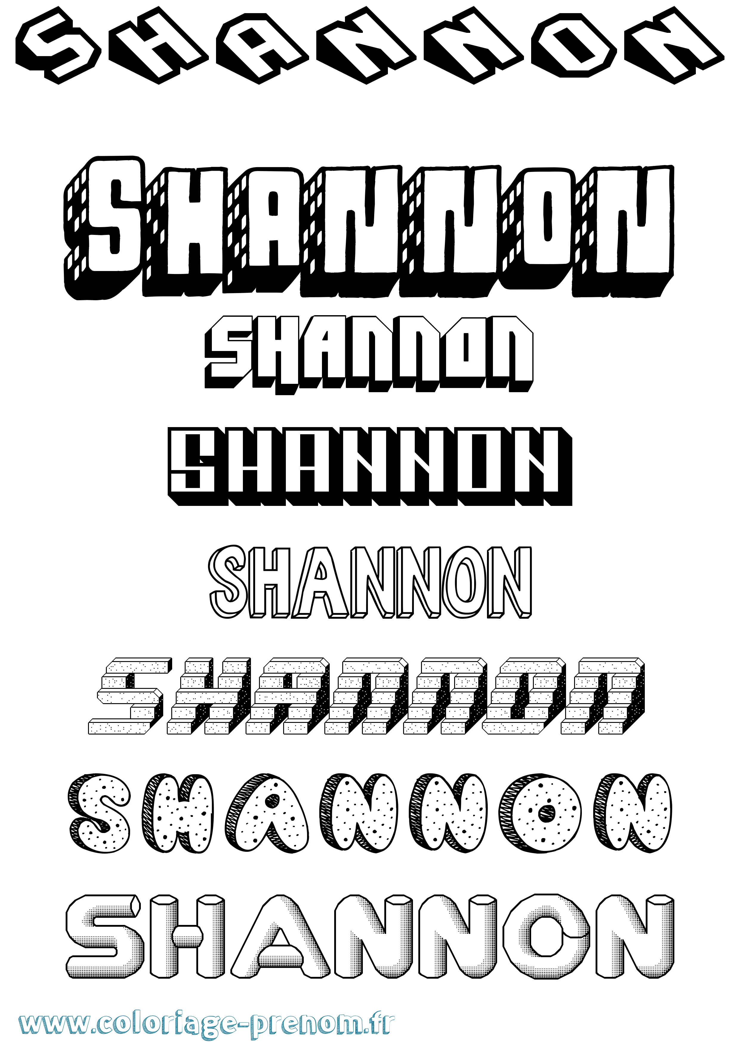 Coloriage Shannon Effet 3D Coloriage prénom Shannon Effet 3D