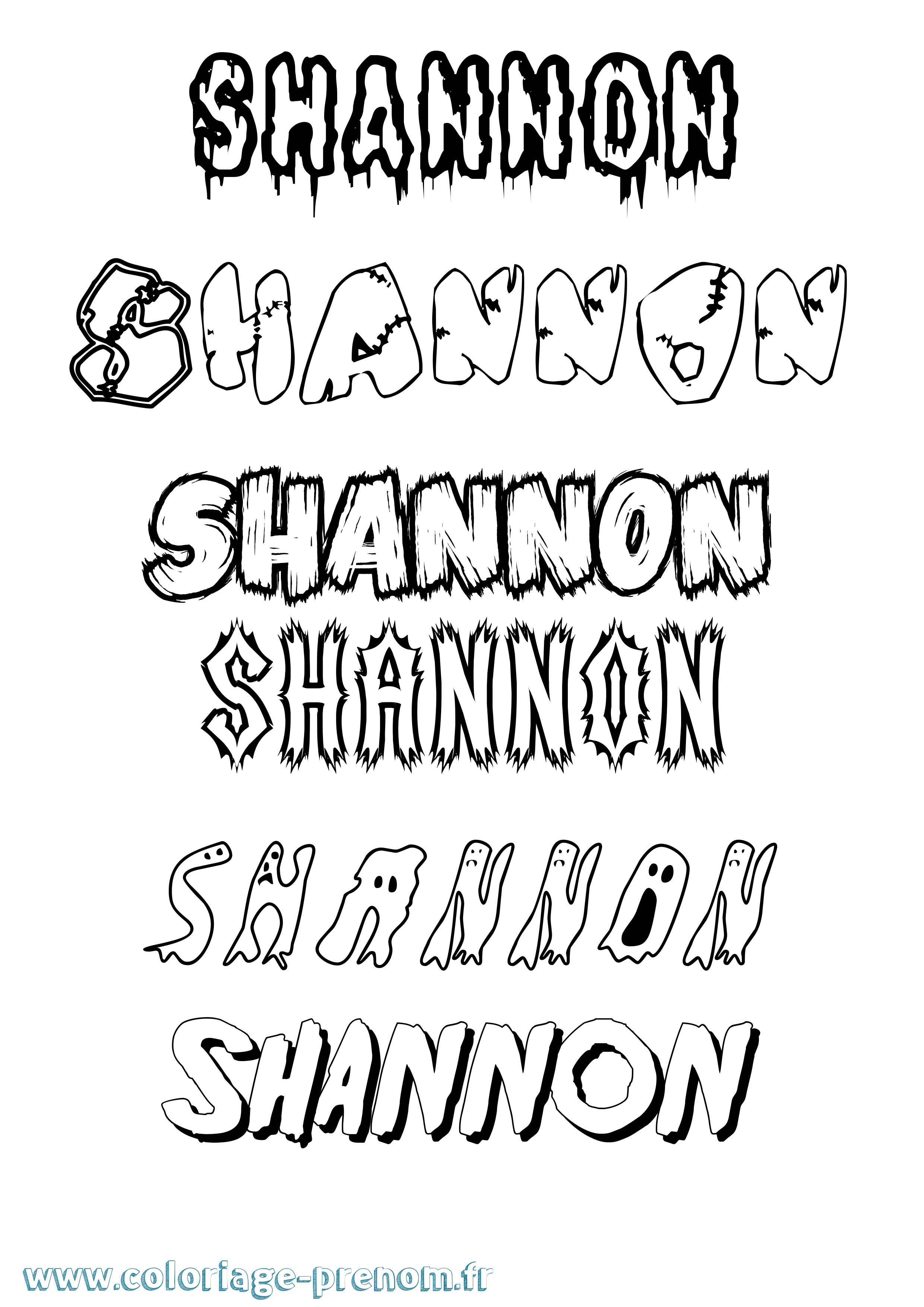 Coloriage prénom Shannon Frisson
