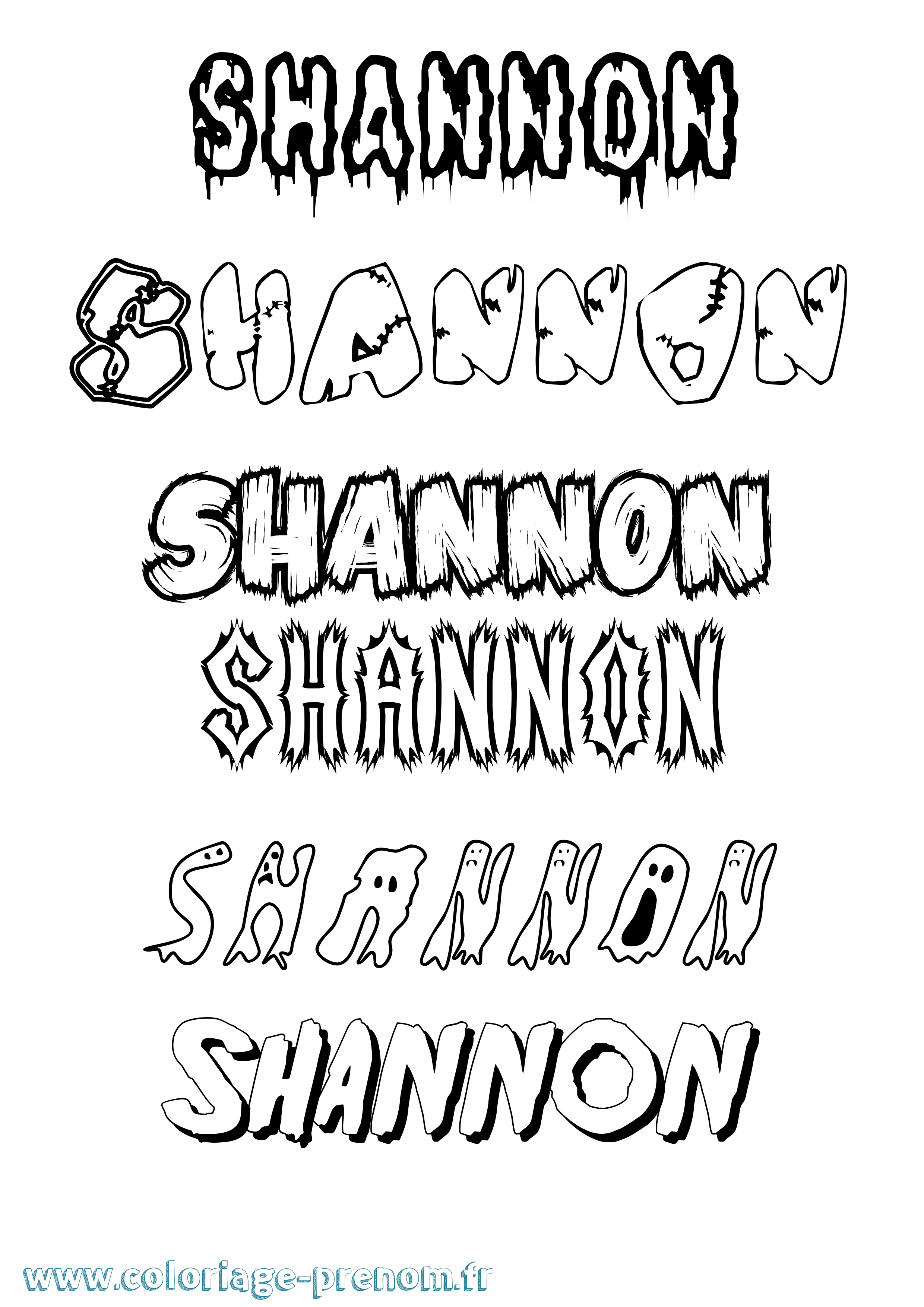 Coloriage Shannon Frisson Coloriage prénom Shannon Frisson