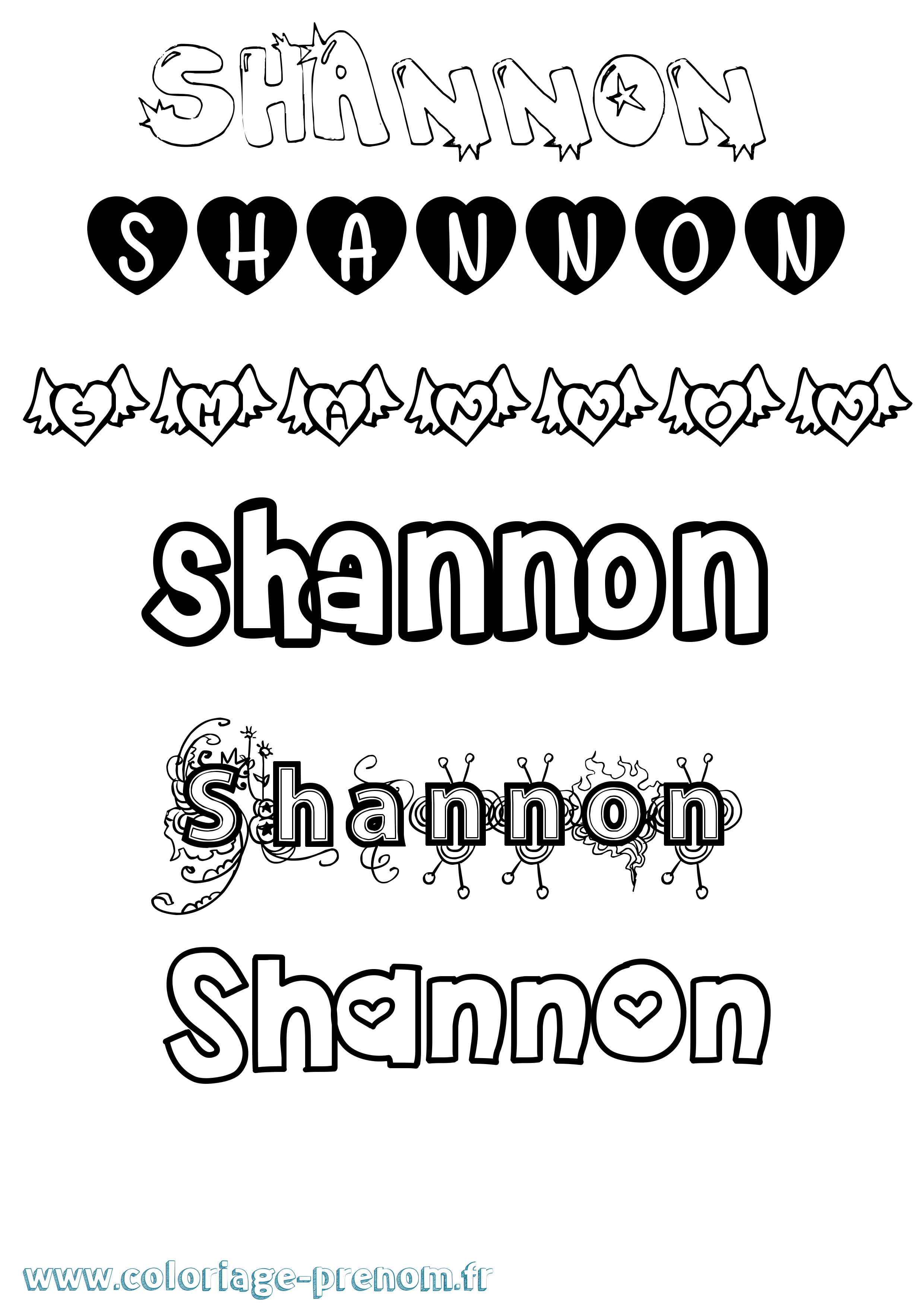 Coloriage prénom Shannon Girly