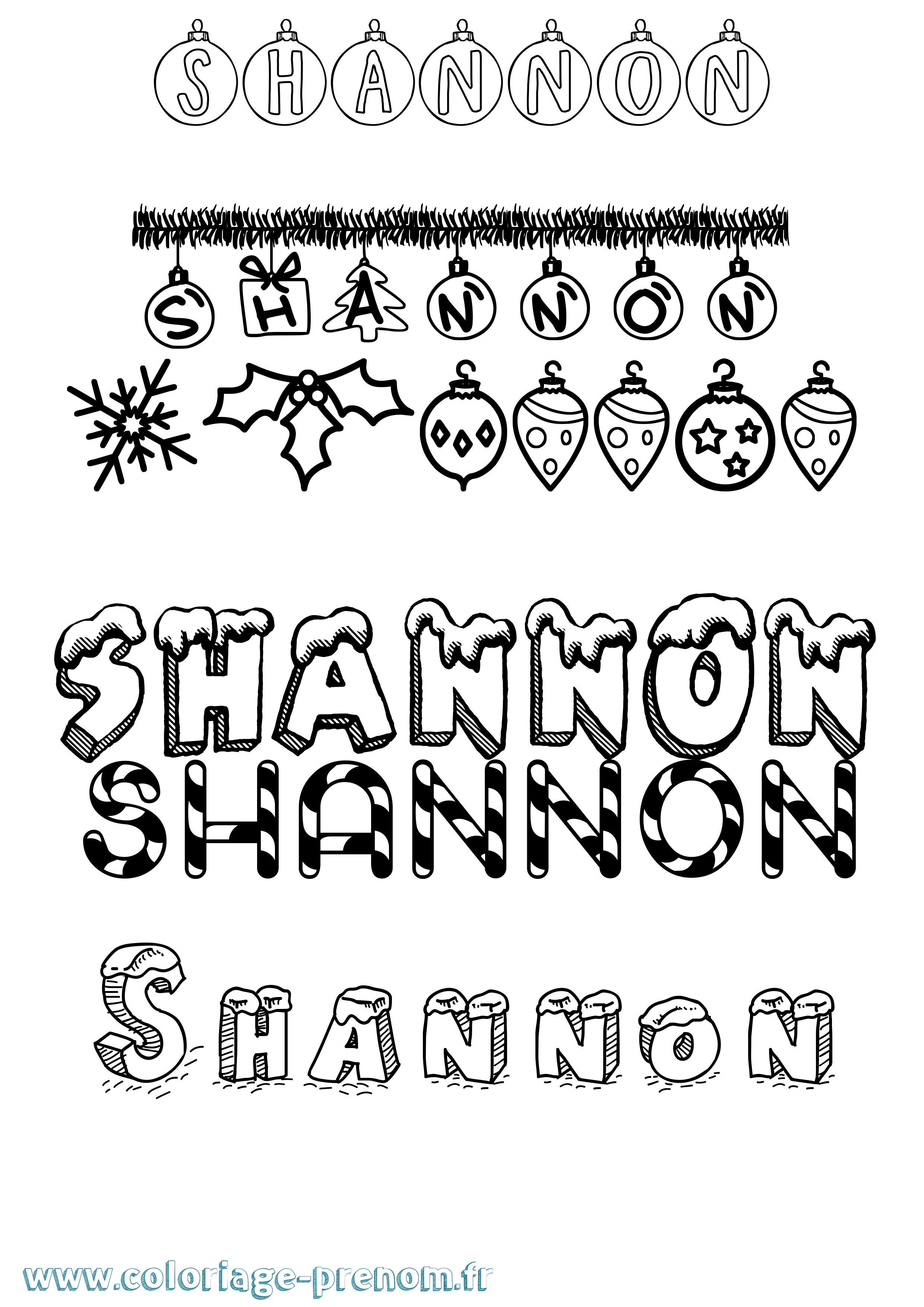 Coloriage Shannon Noël Coloriage prénom Shannon Noël