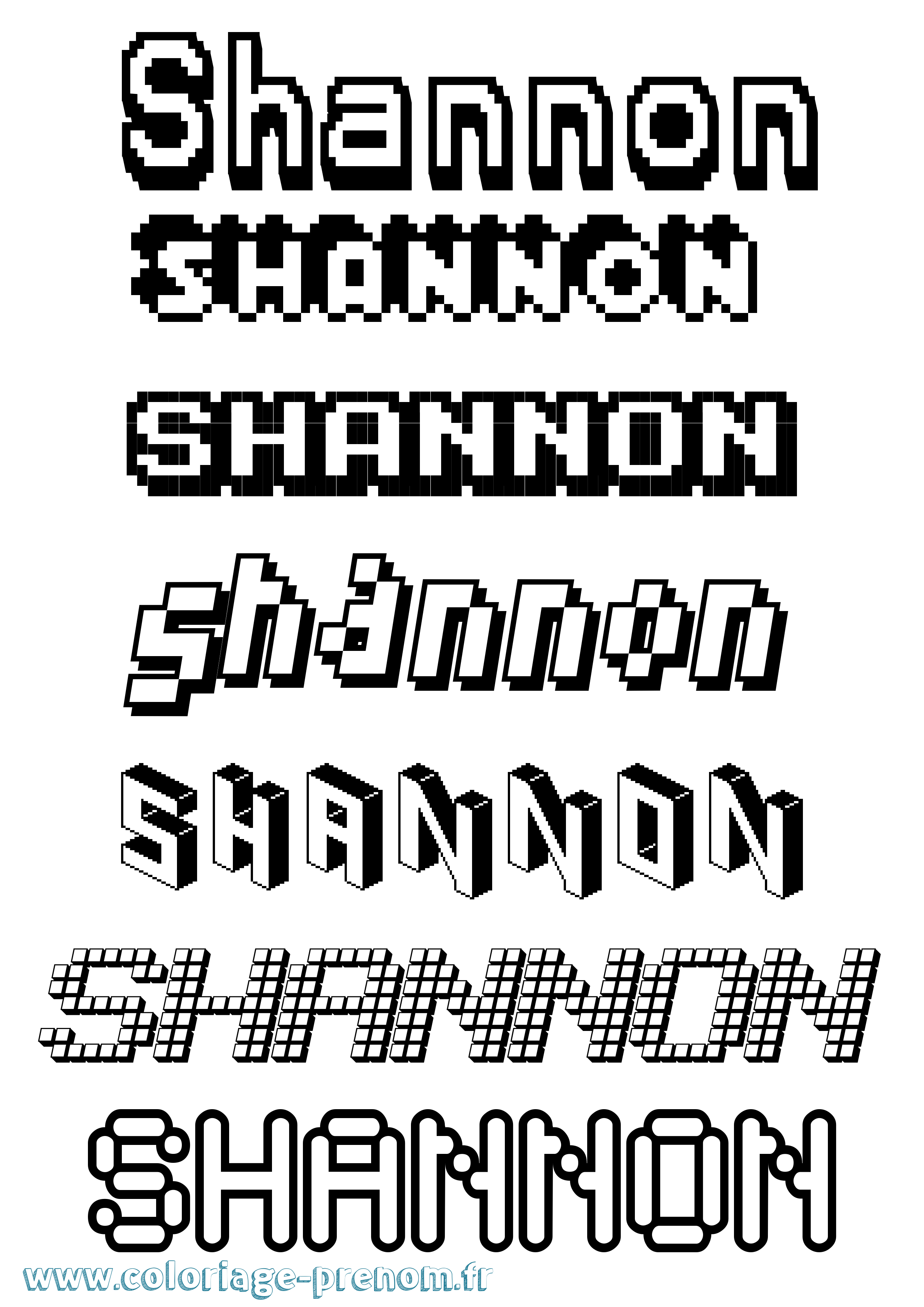 Coloriage prénom Shannon Pixel