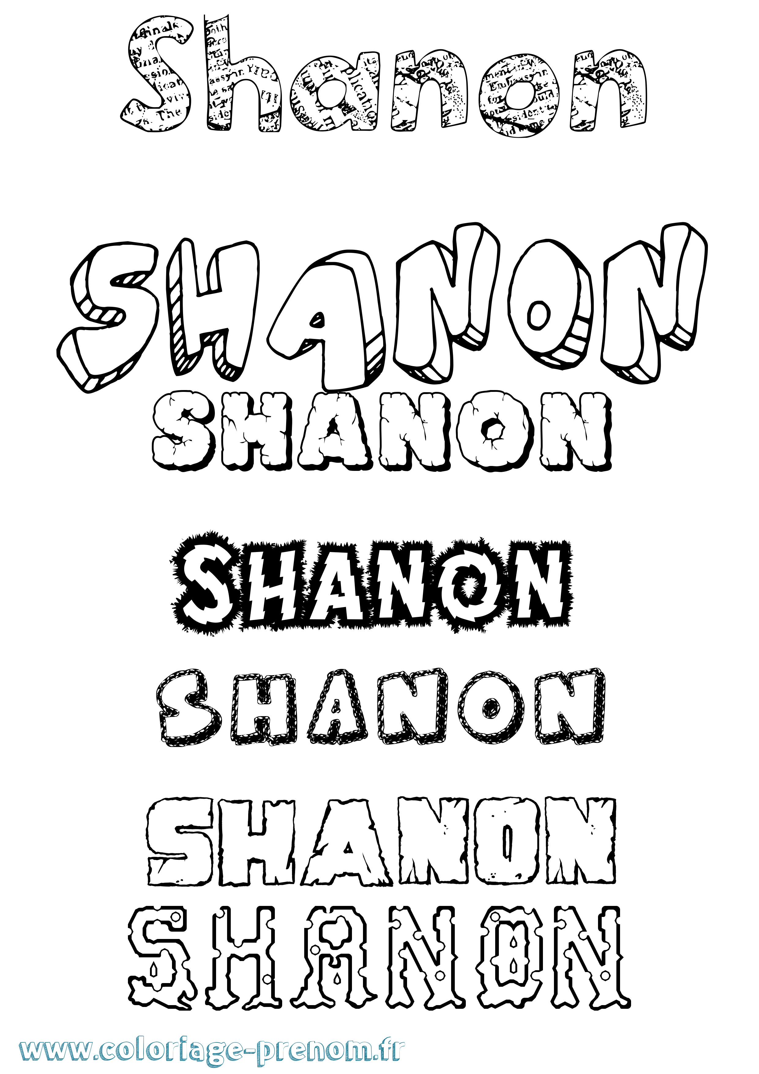 Coloriage Shanon Coloriage prénom Shanon