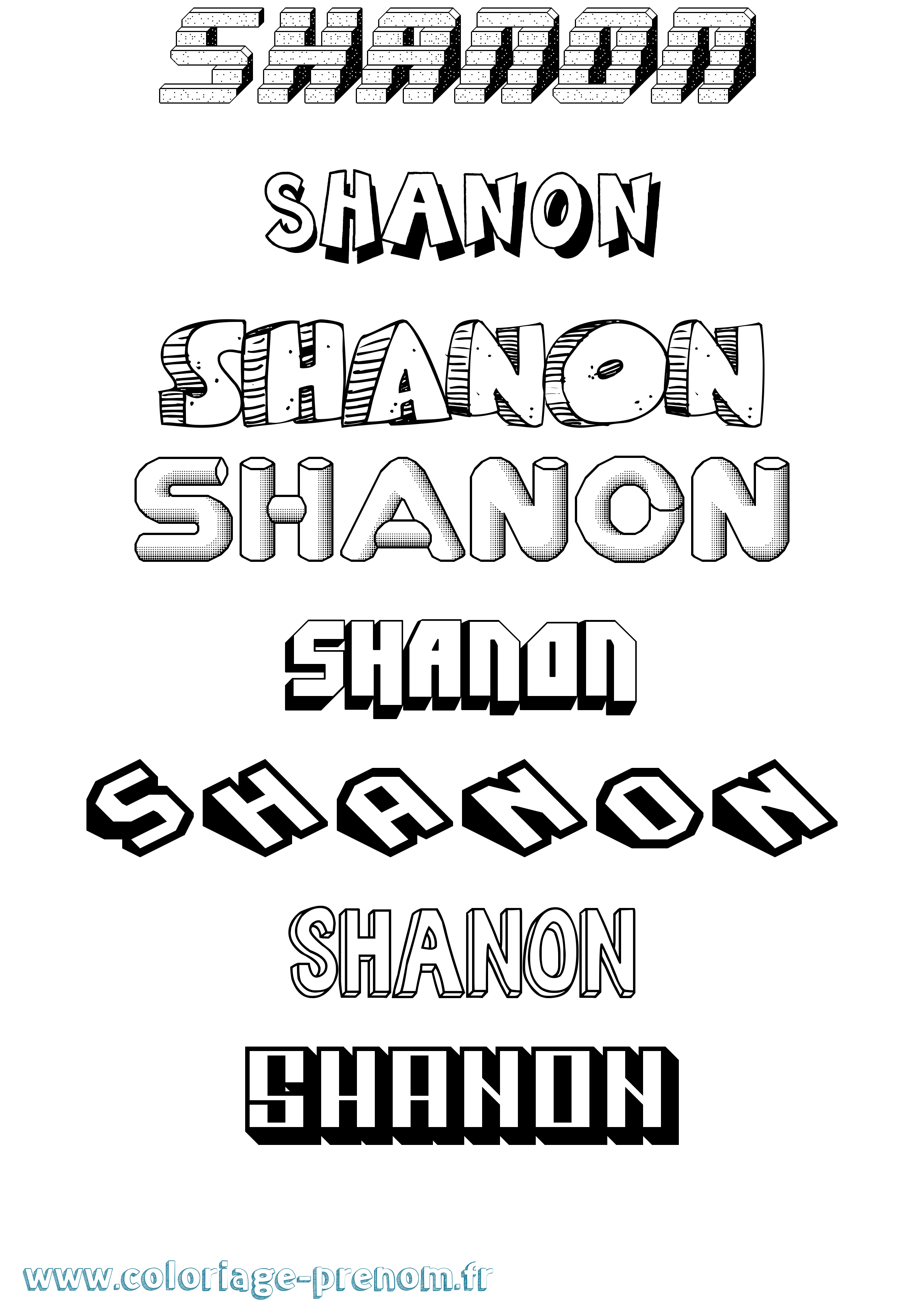 Coloriage Shanon Coloriage prénom Shanon