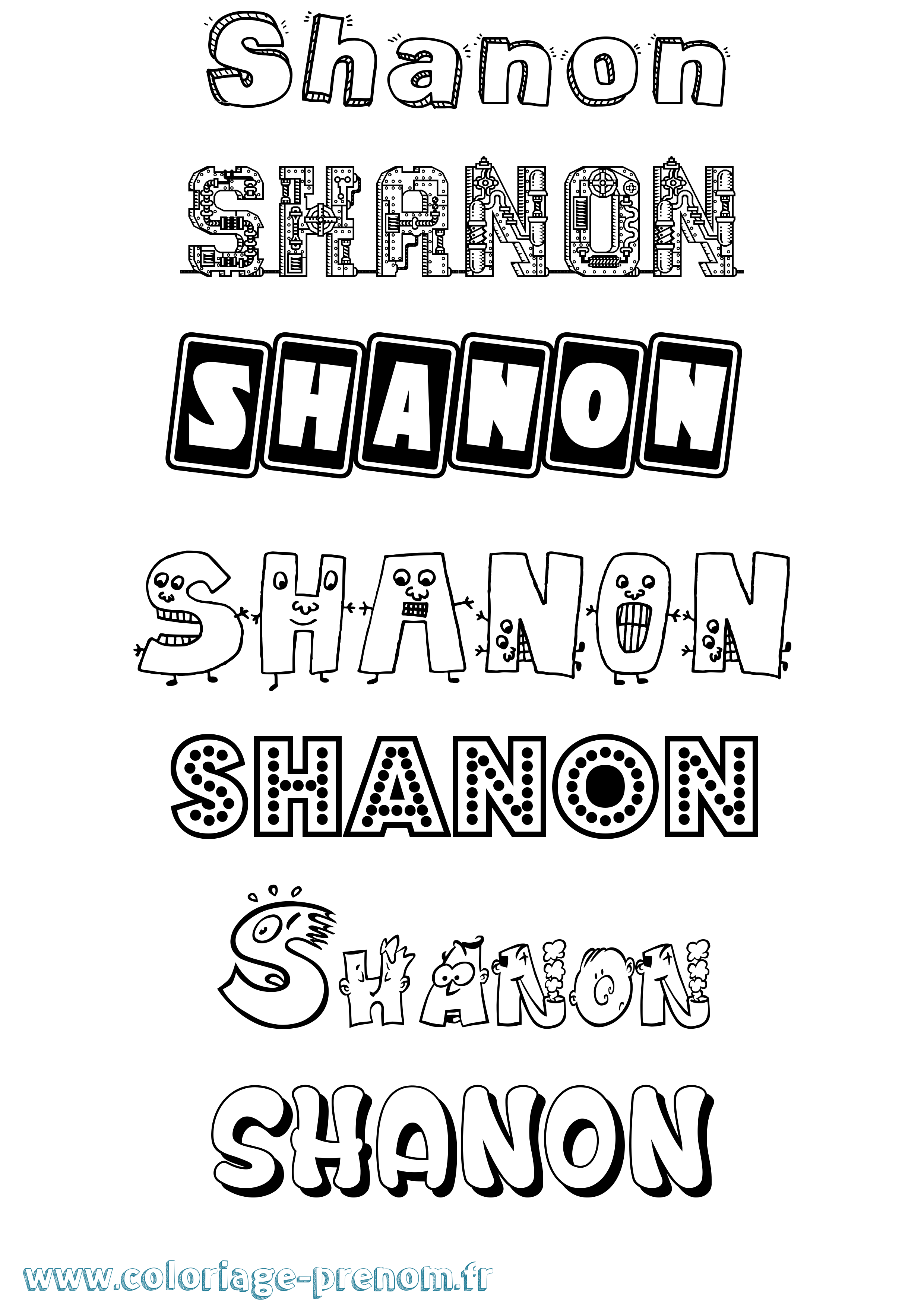 Coloriage Shanon Coloriage prénom Shanon