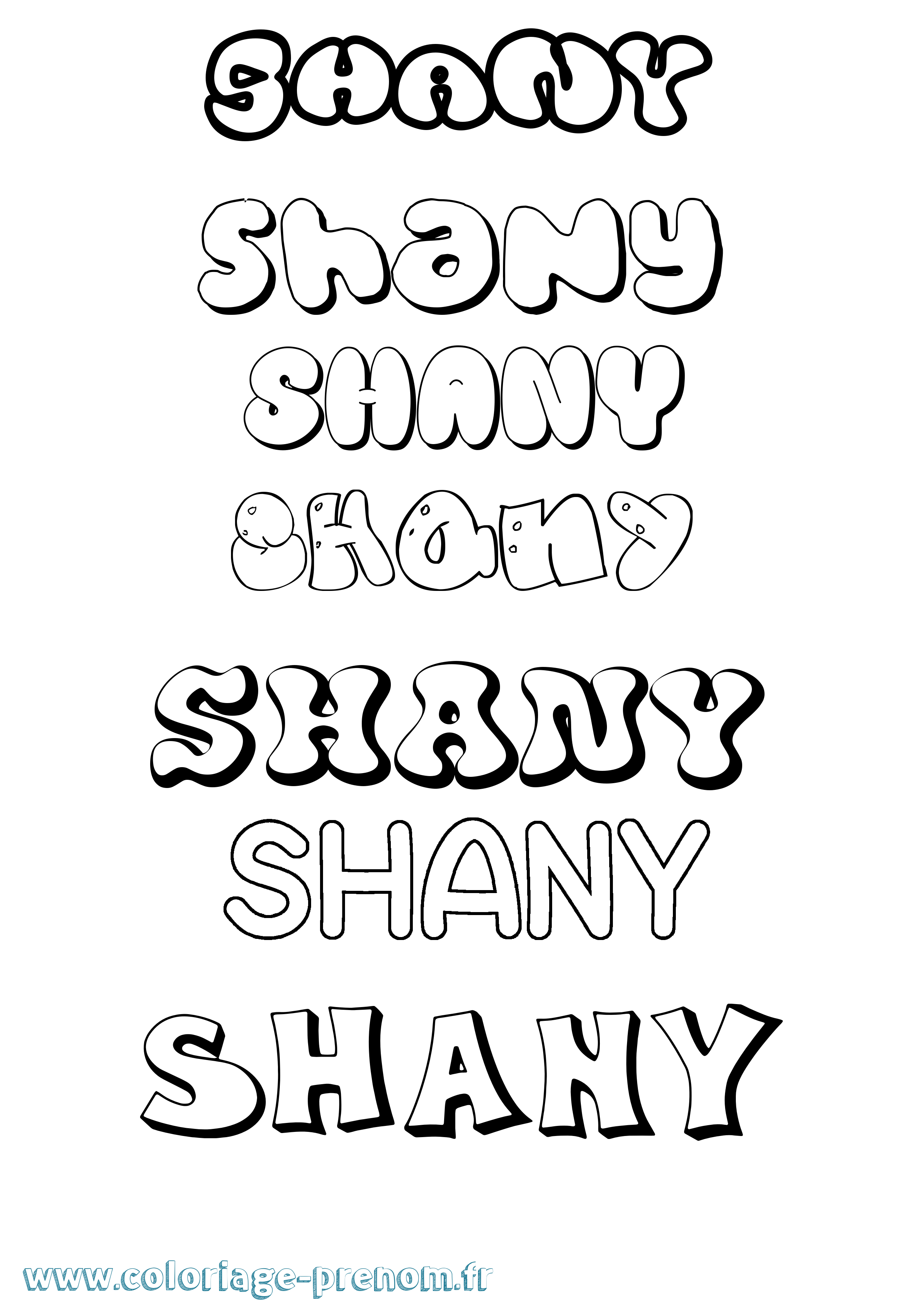 Coloriage prénom Shany Bubble