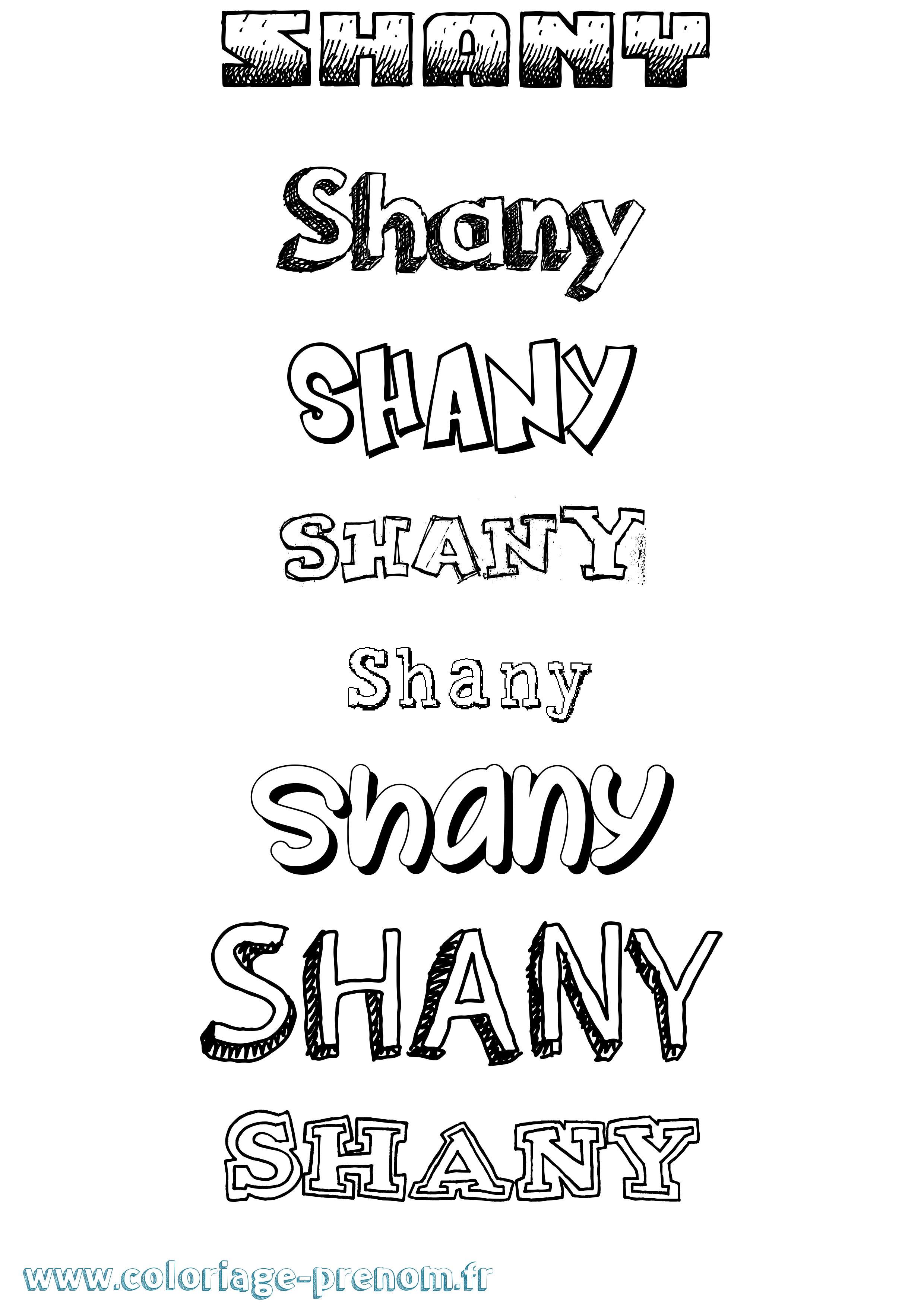 Coloriage prénom Shany Dessiné