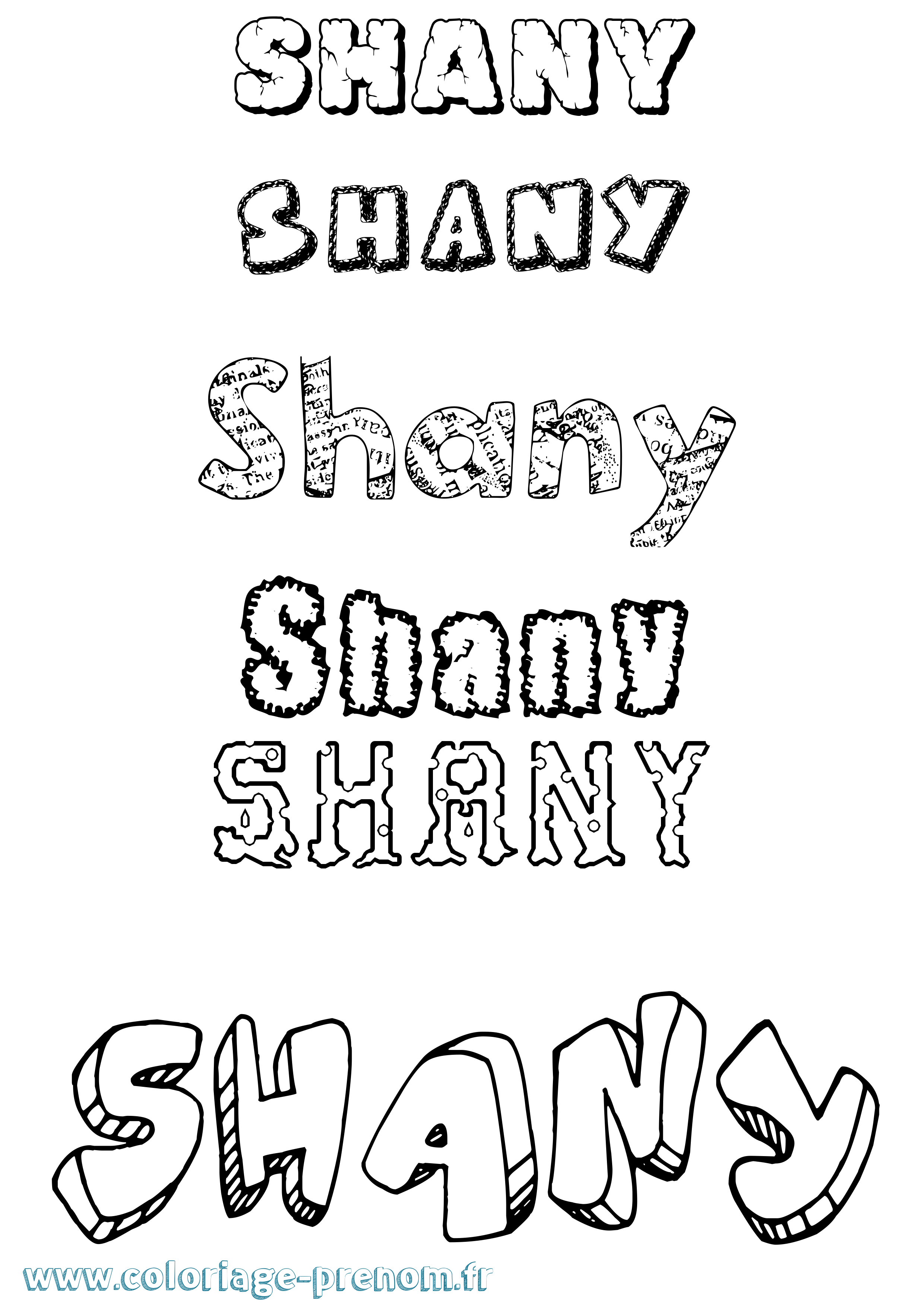 Coloriage prénom Shany Destructuré
