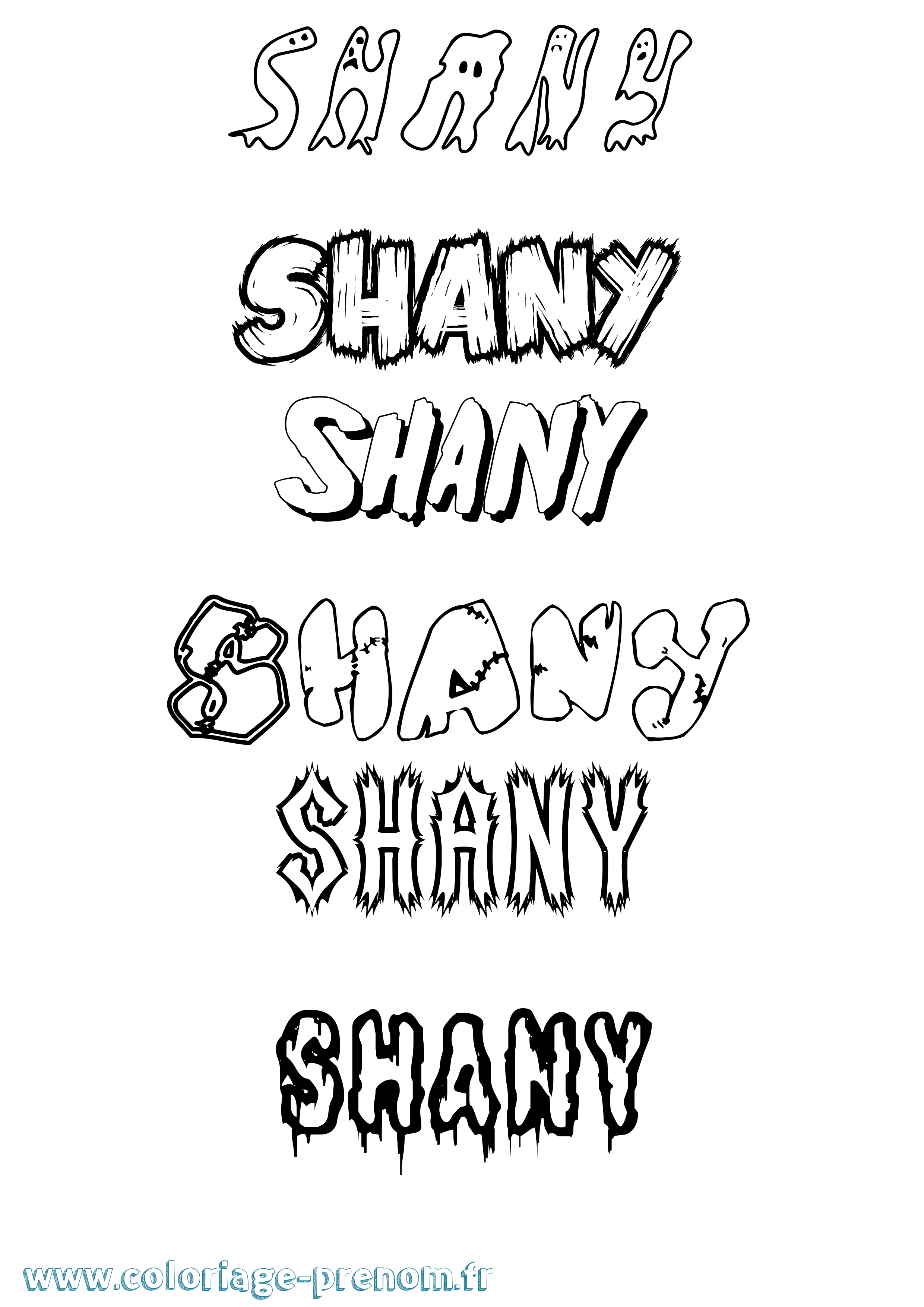 Coloriage prénom Shany Frisson