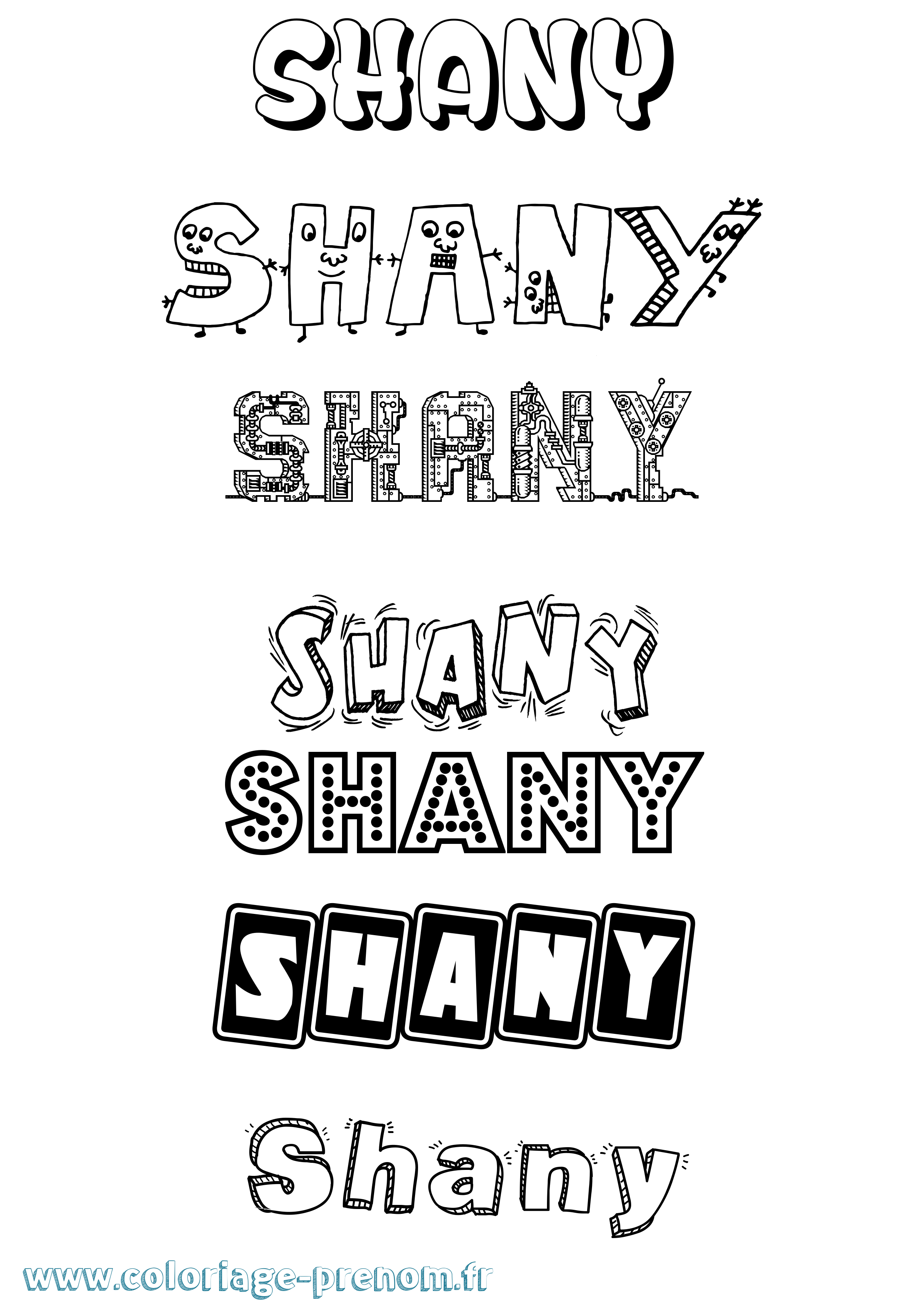 Coloriage prénom Shany Fun