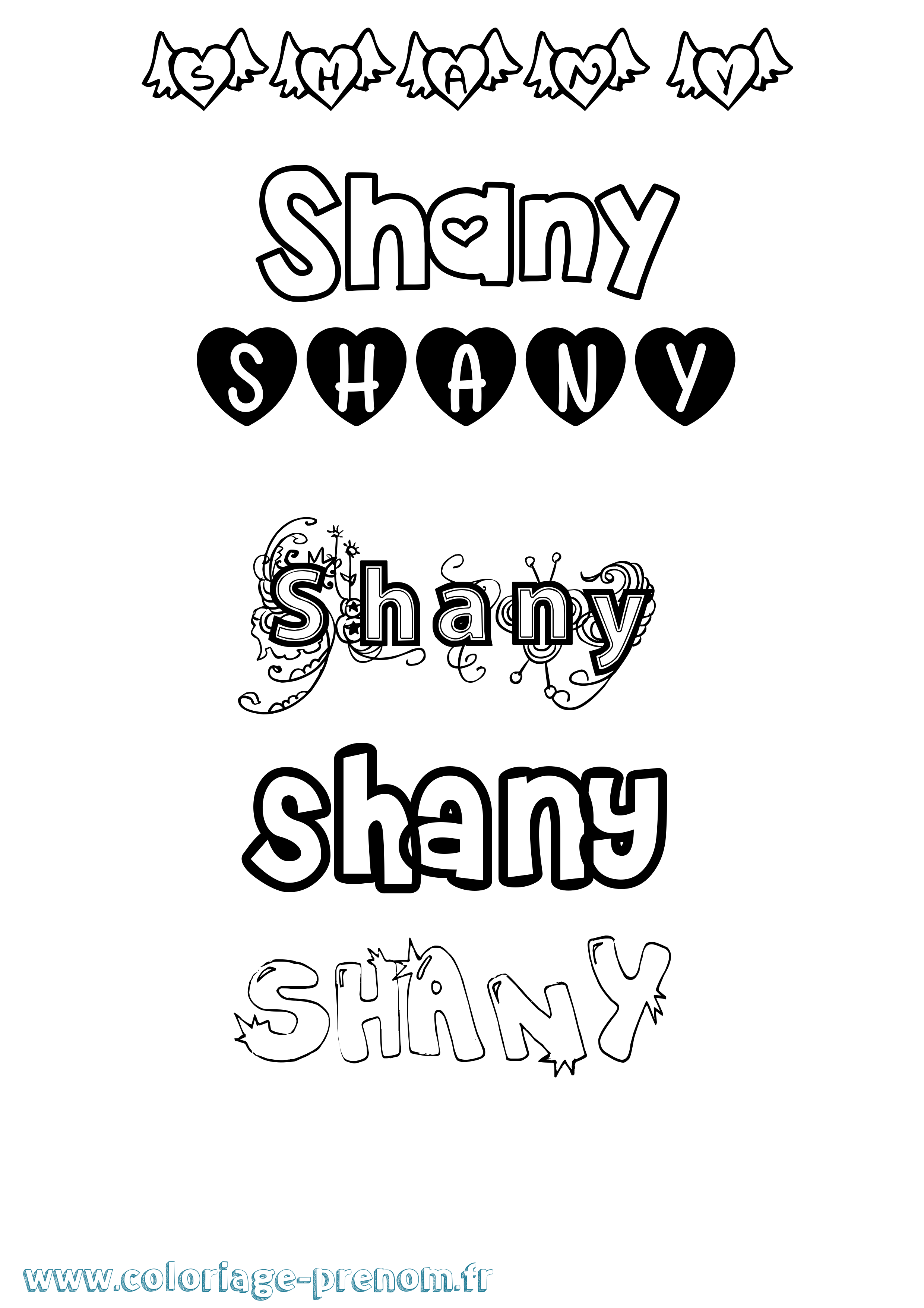 Coloriage prénom Shany Girly