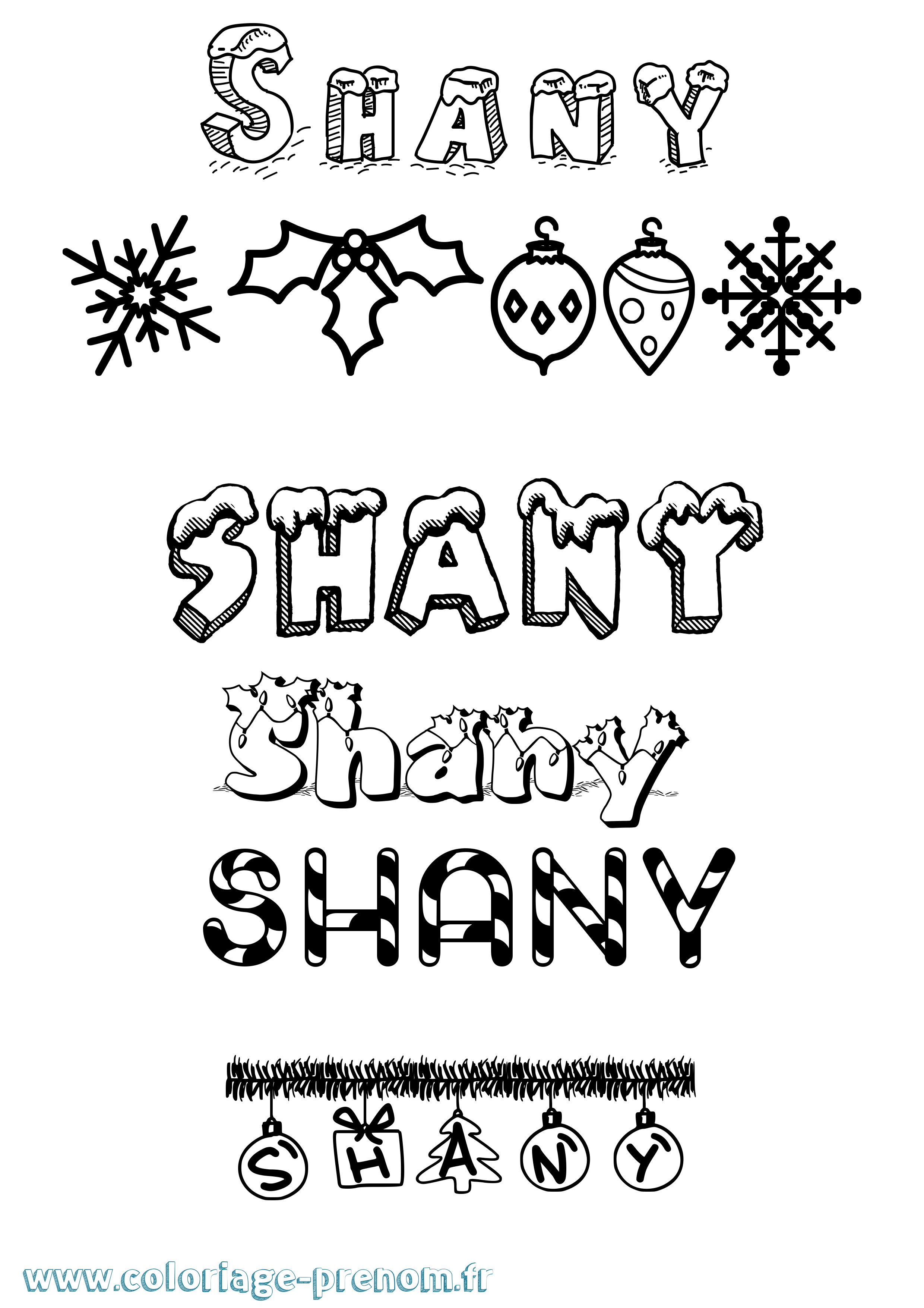 Coloriage prénom Shany Noël