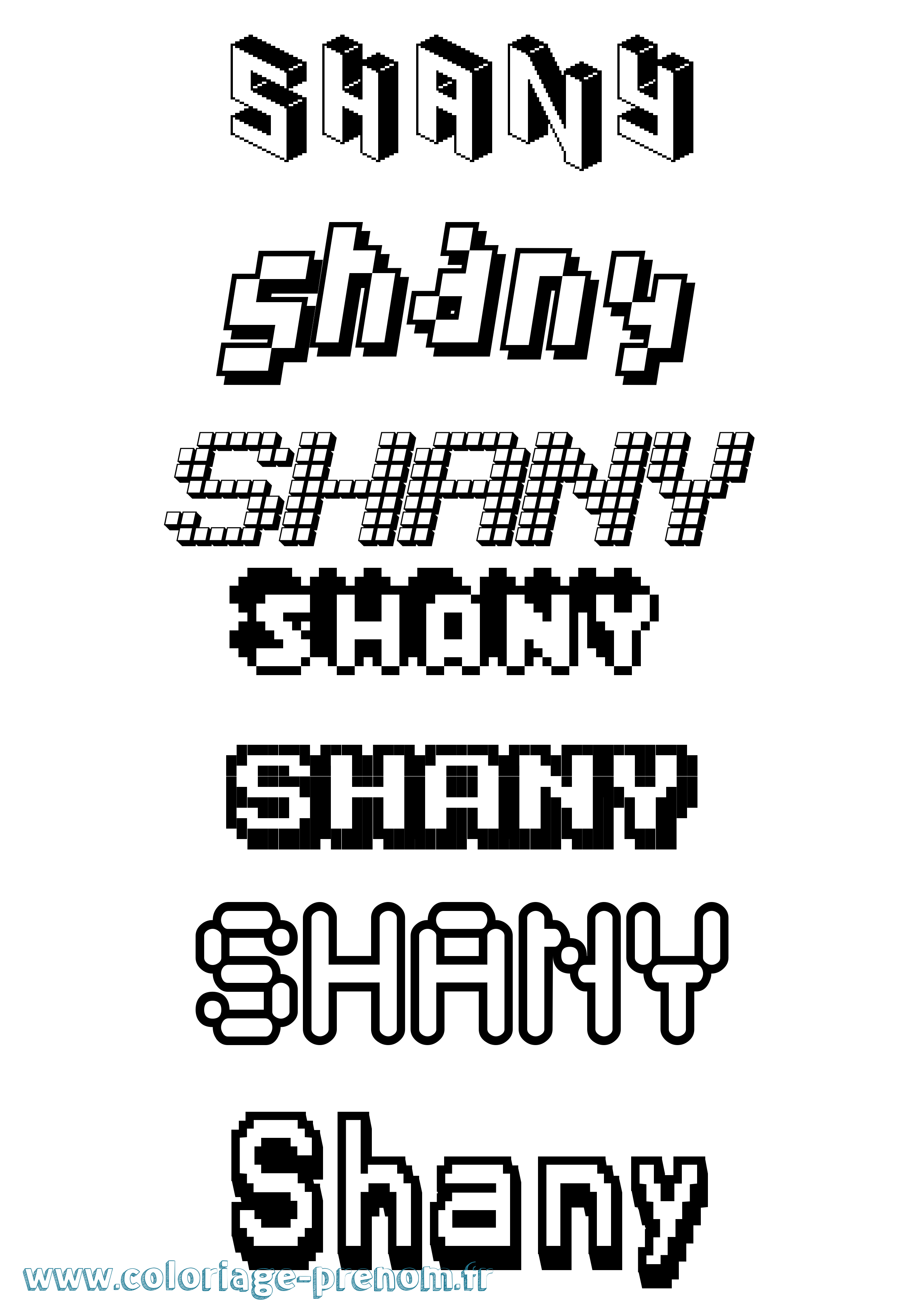 Coloriage prénom Shany Pixel