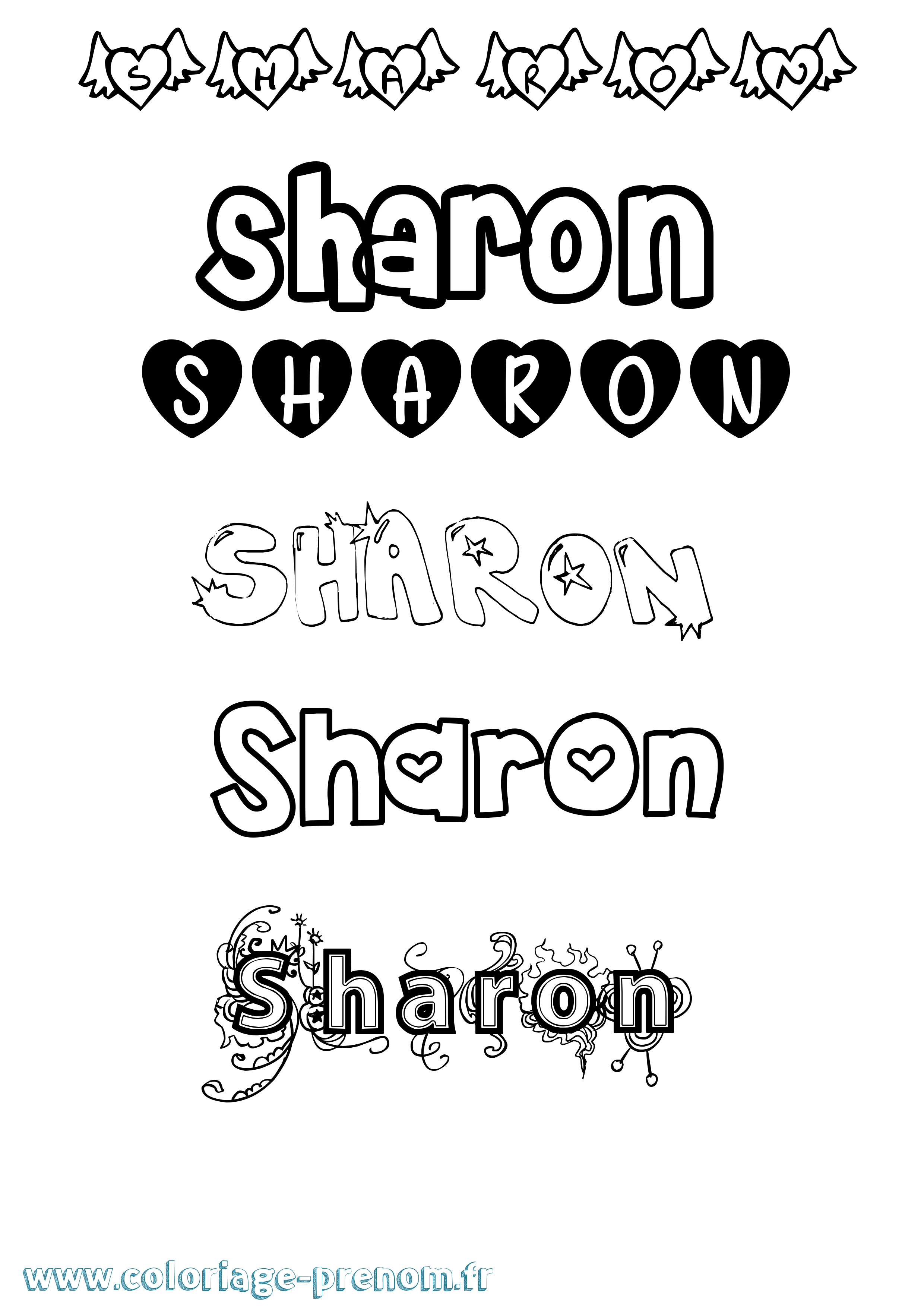 Coloriage prénom Sharon